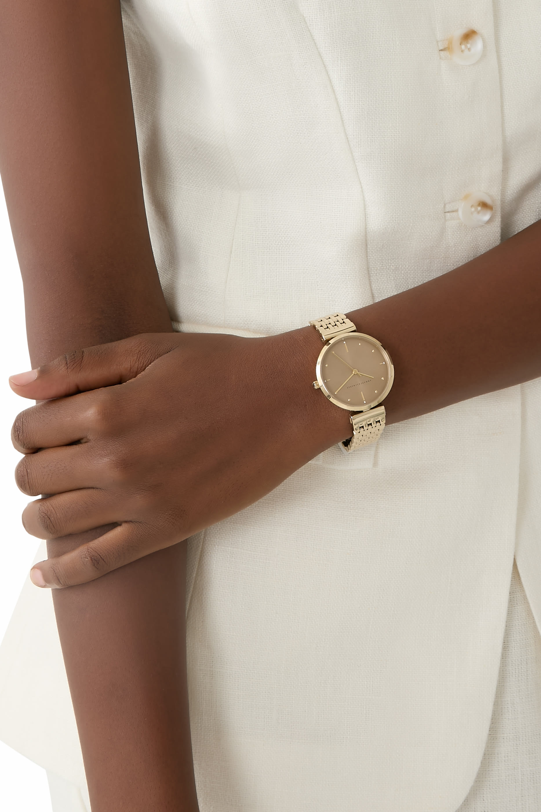 ساعة بثلاث عقارب ستانلس ستيل ذهبي