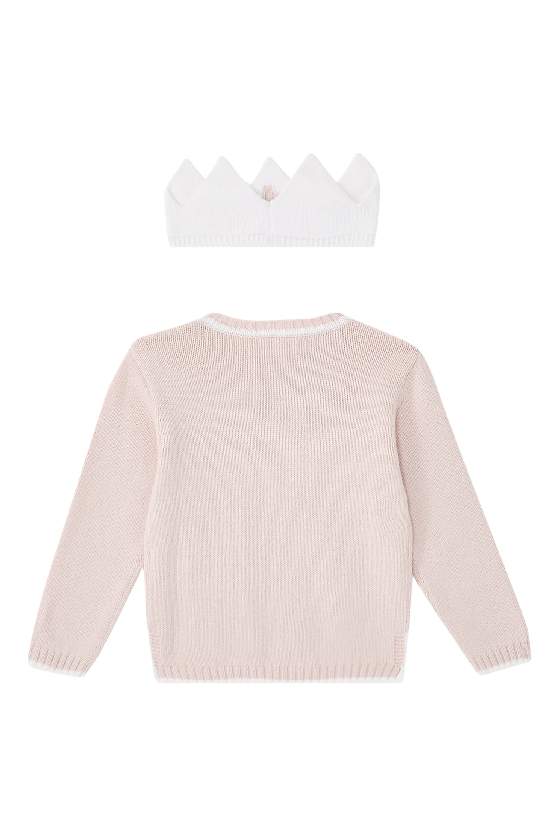 طقم هدية كنزة وتاج للإحتفال بعيد الميلاد الأول مزيج قطن عضوي للأطفال