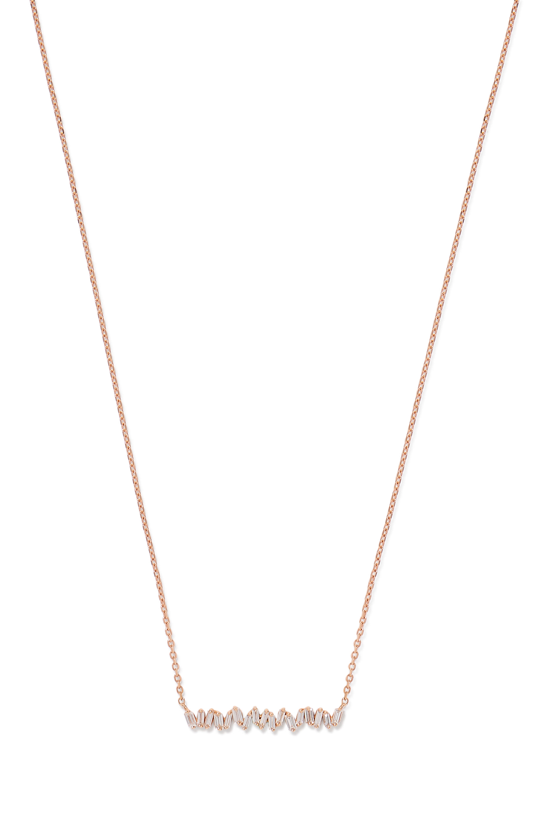 قلادة كلاسيك بدلاية بتصميم عمود مرصعة بالماس ذهب وردي عيار 18