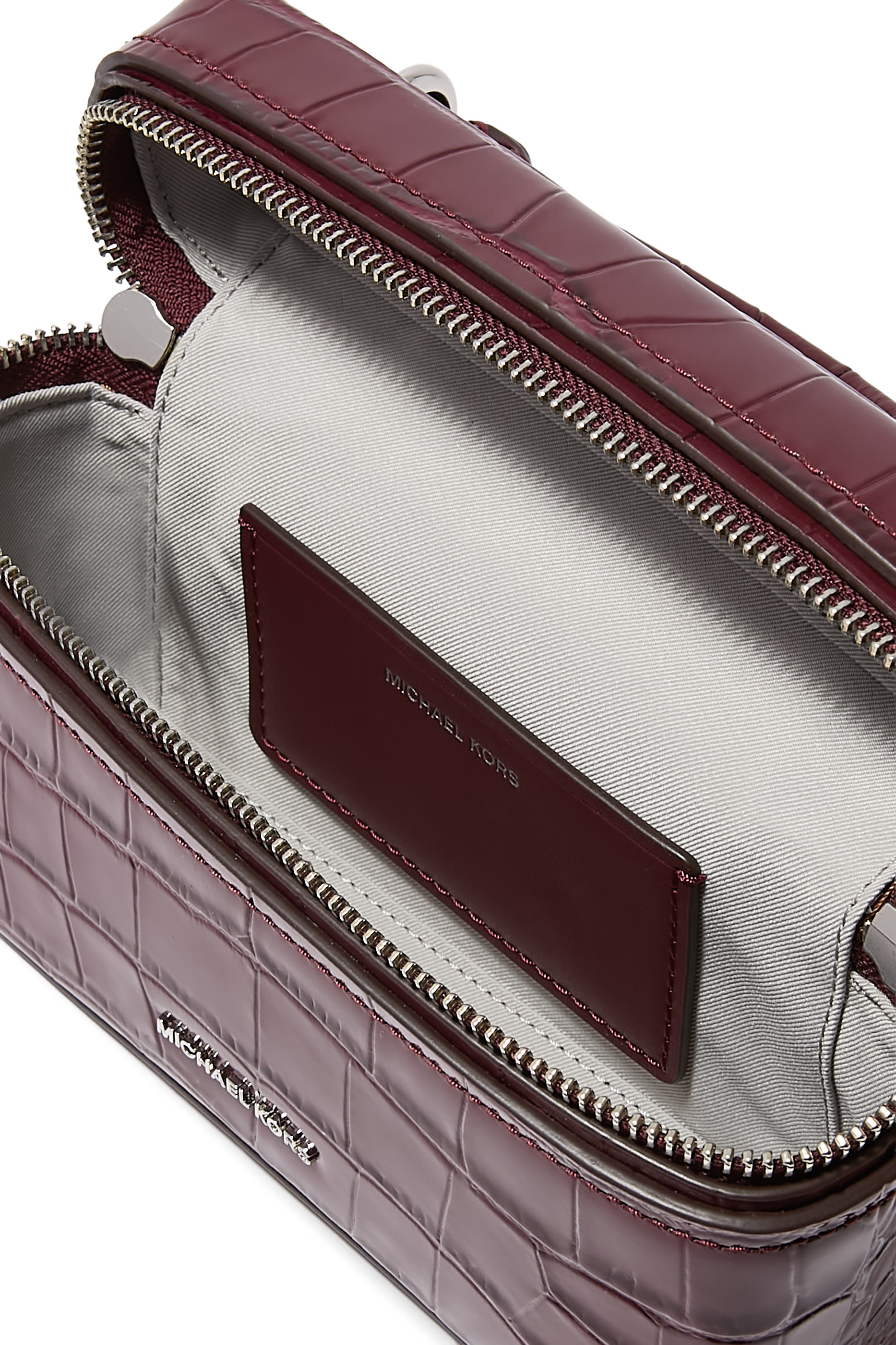 حقيبة كروس بودي جانا صغيرة جلد محفور بنقشة جلد التمساح