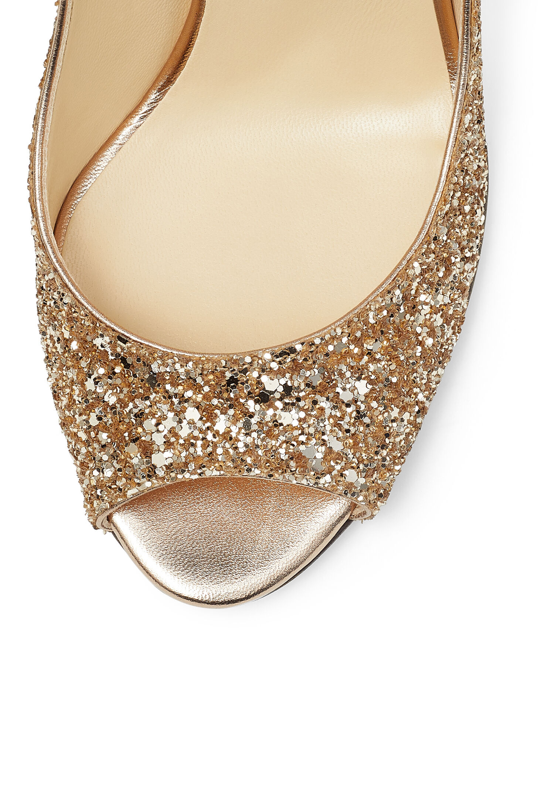 حذاء باكسين كعب ويدج منسوج لامع