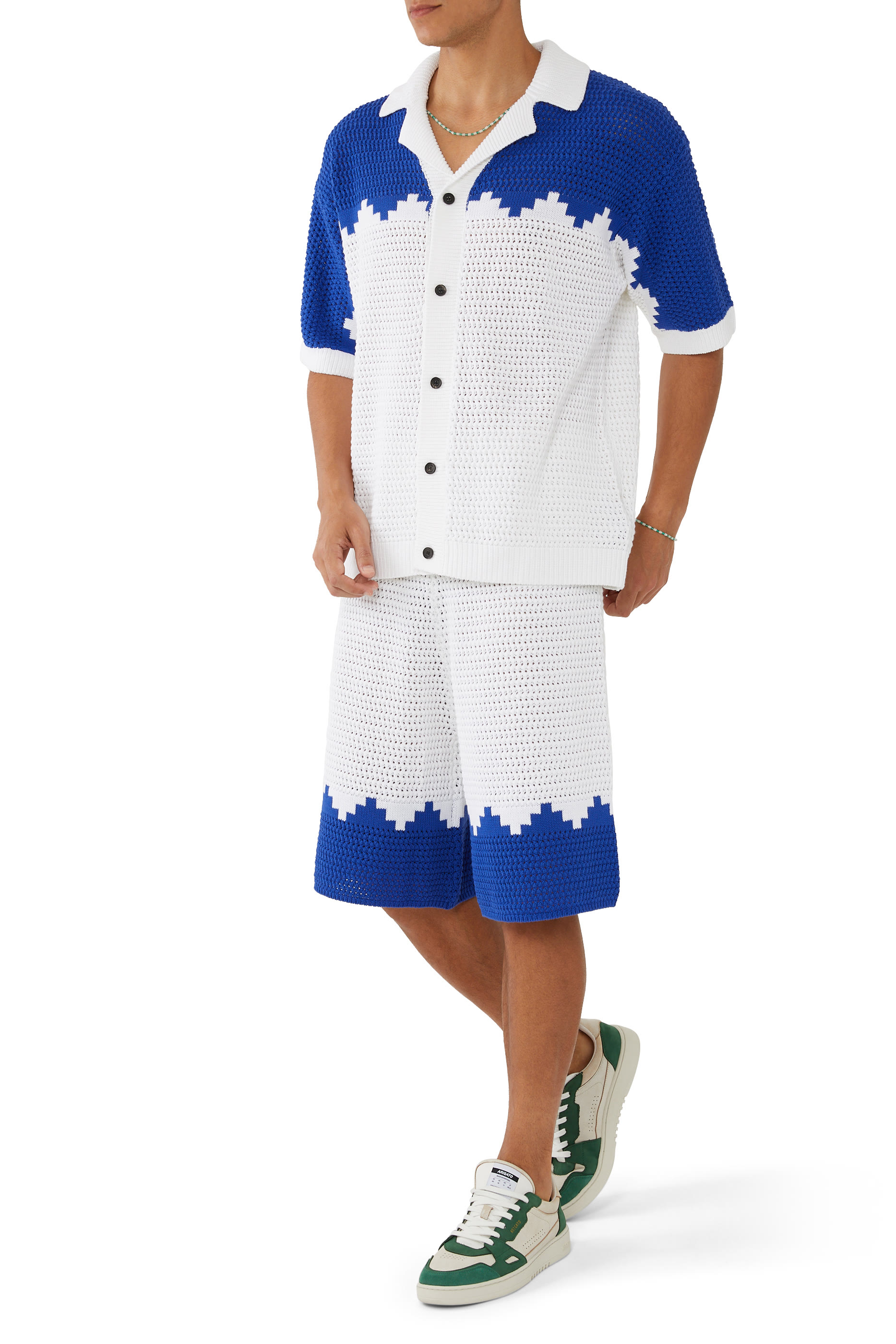 قميص بولو نسيج كروشيه بشعار الماركة