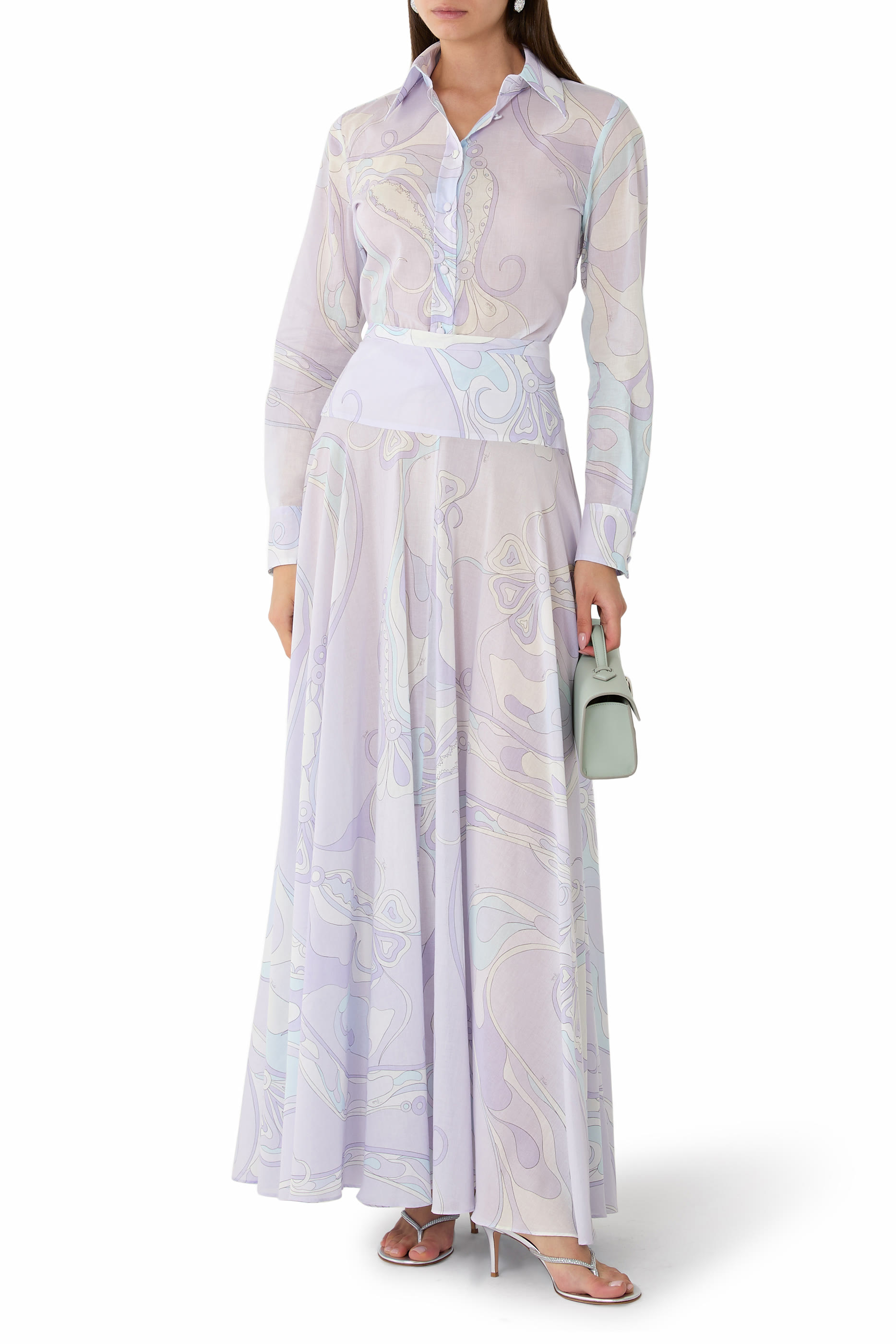 قميص بنقشة أوركيدي قطن