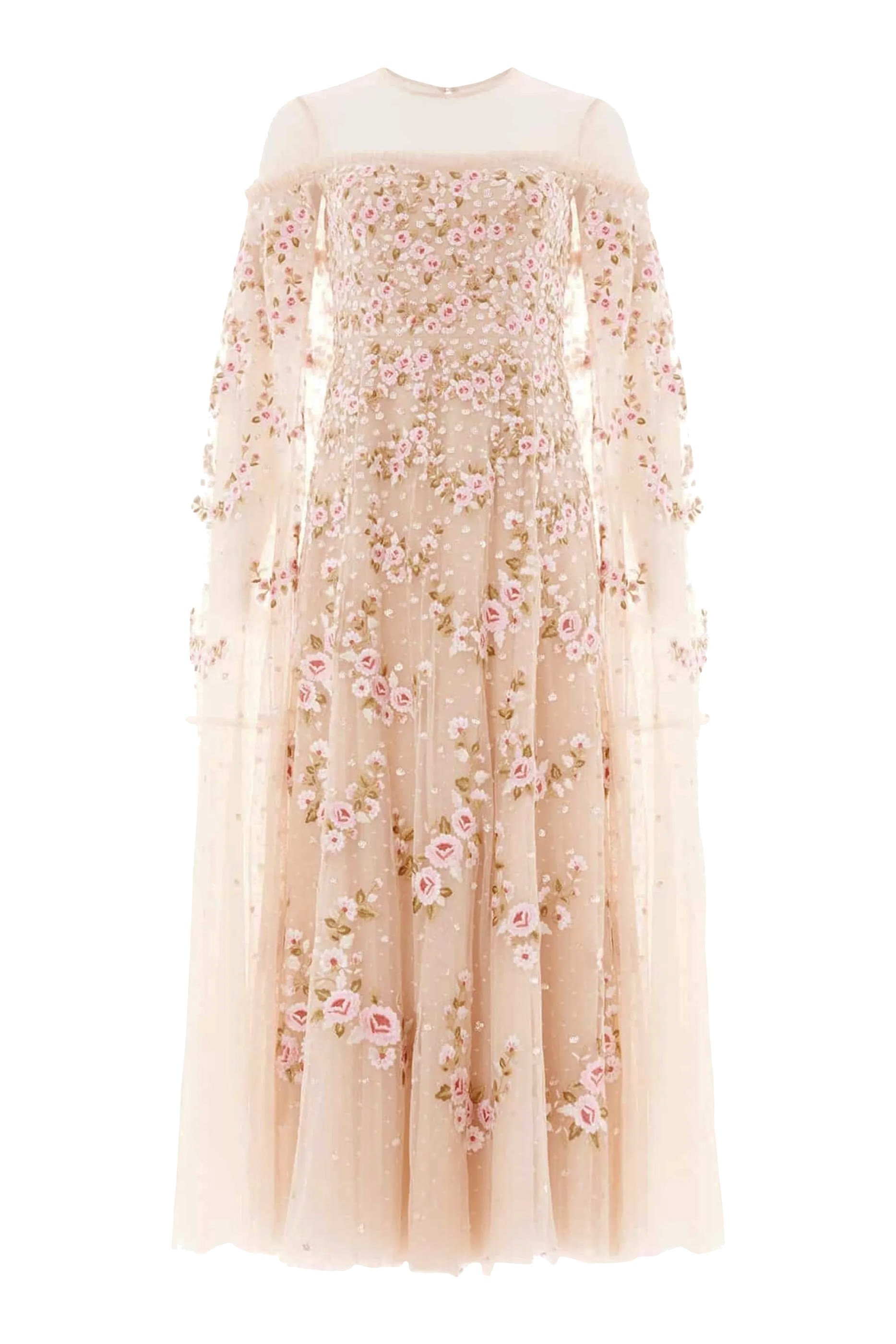 Crescent Roses Cape Ankle Gown