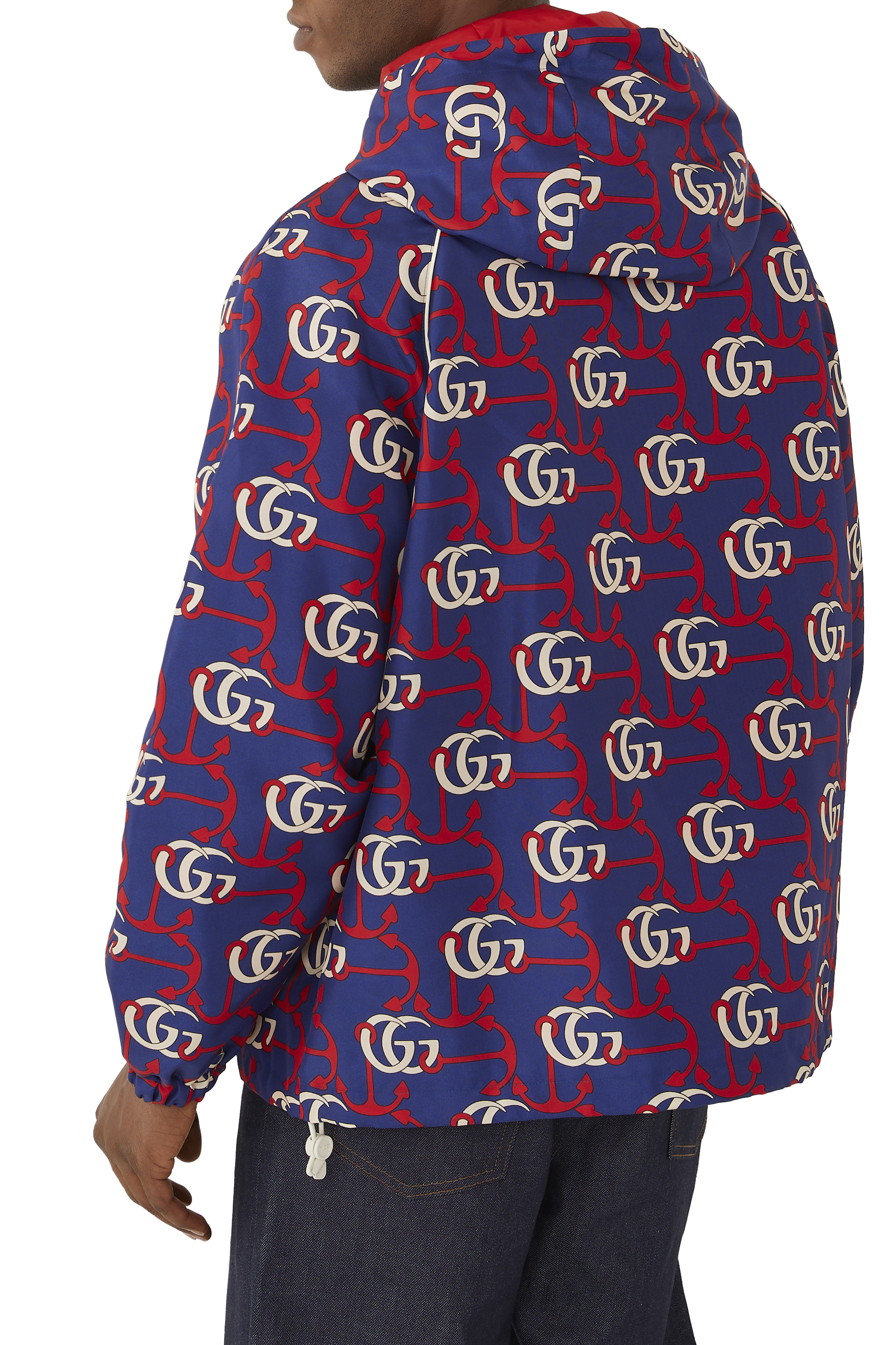 جاكيت بنقشة مرساة وحرفي شعار الماركة