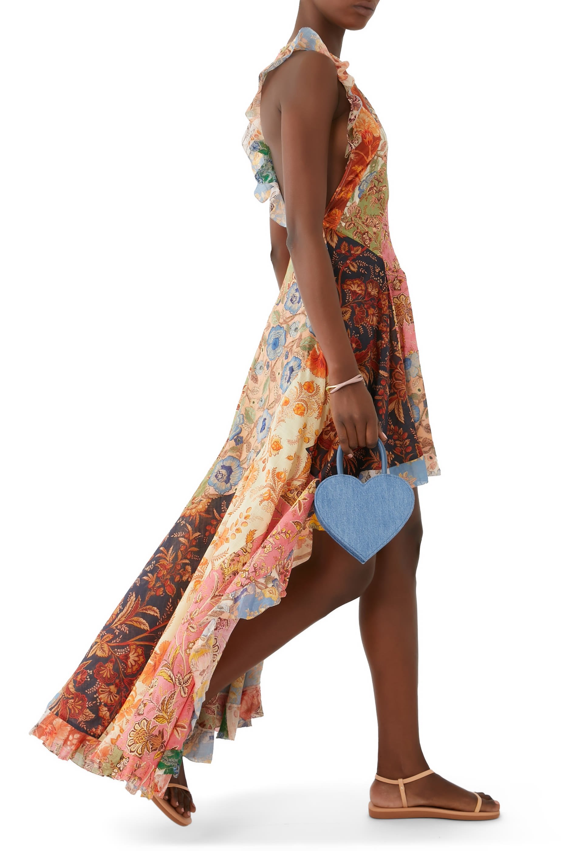 فستان جوني متوسط الطول بأربطة متقاطعة في الخلف