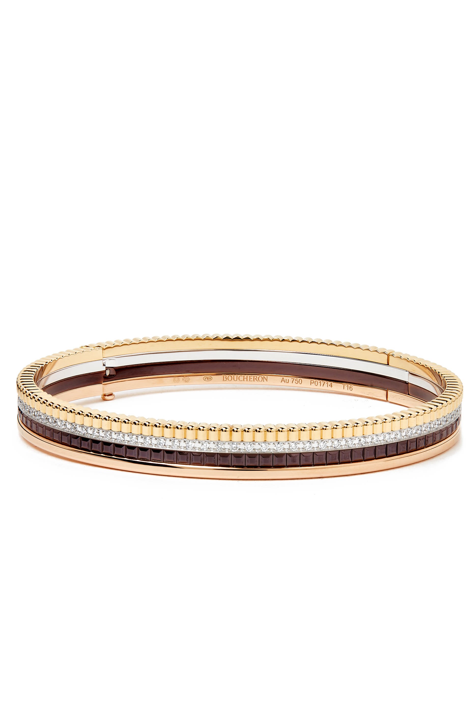 سوار كاتر كلاسيك مرصع بالماس والخزف ذهب مختلط عيار 18