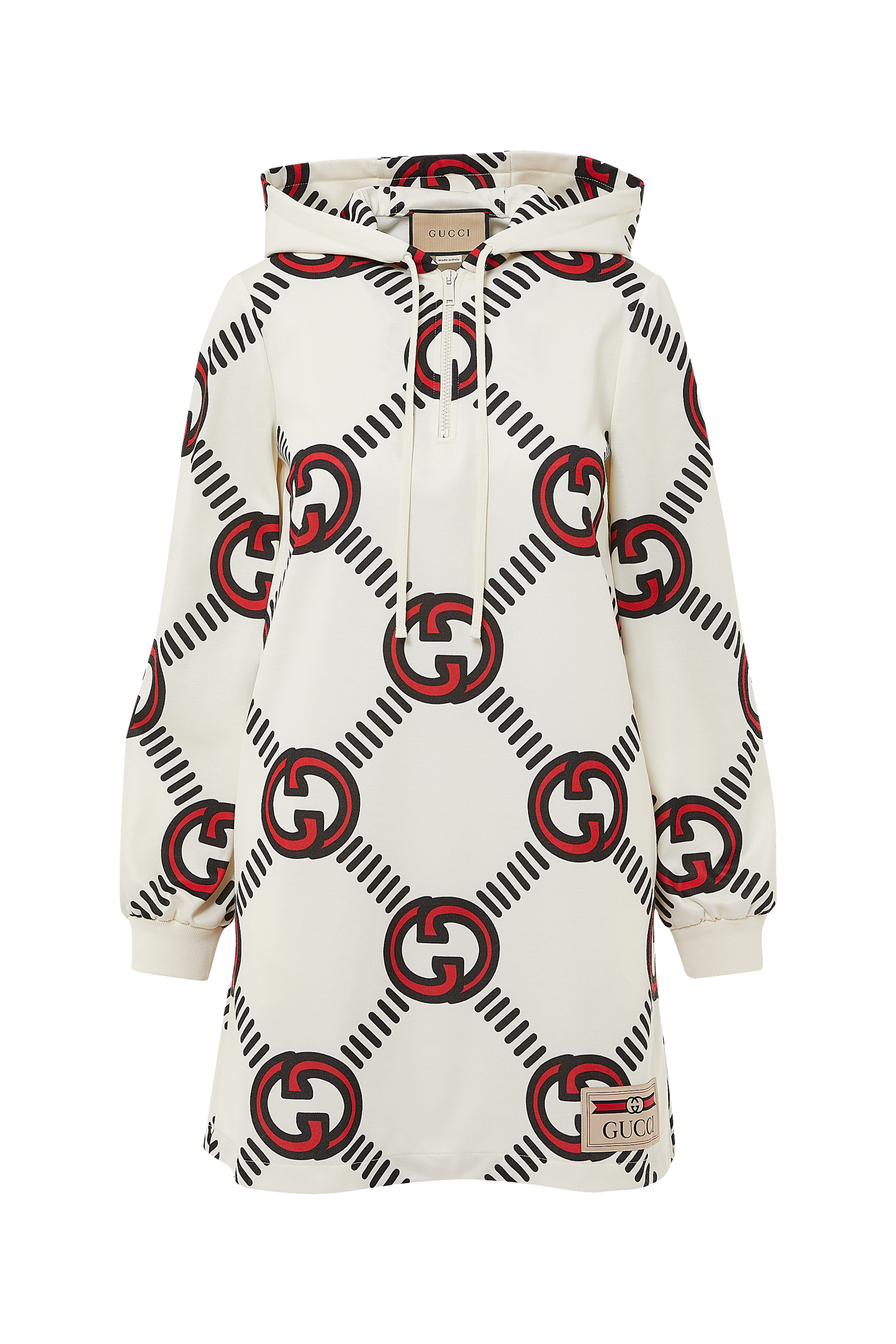 فستان جيرسيه معالج بشعار حرفي GG متداخلين&rlm;