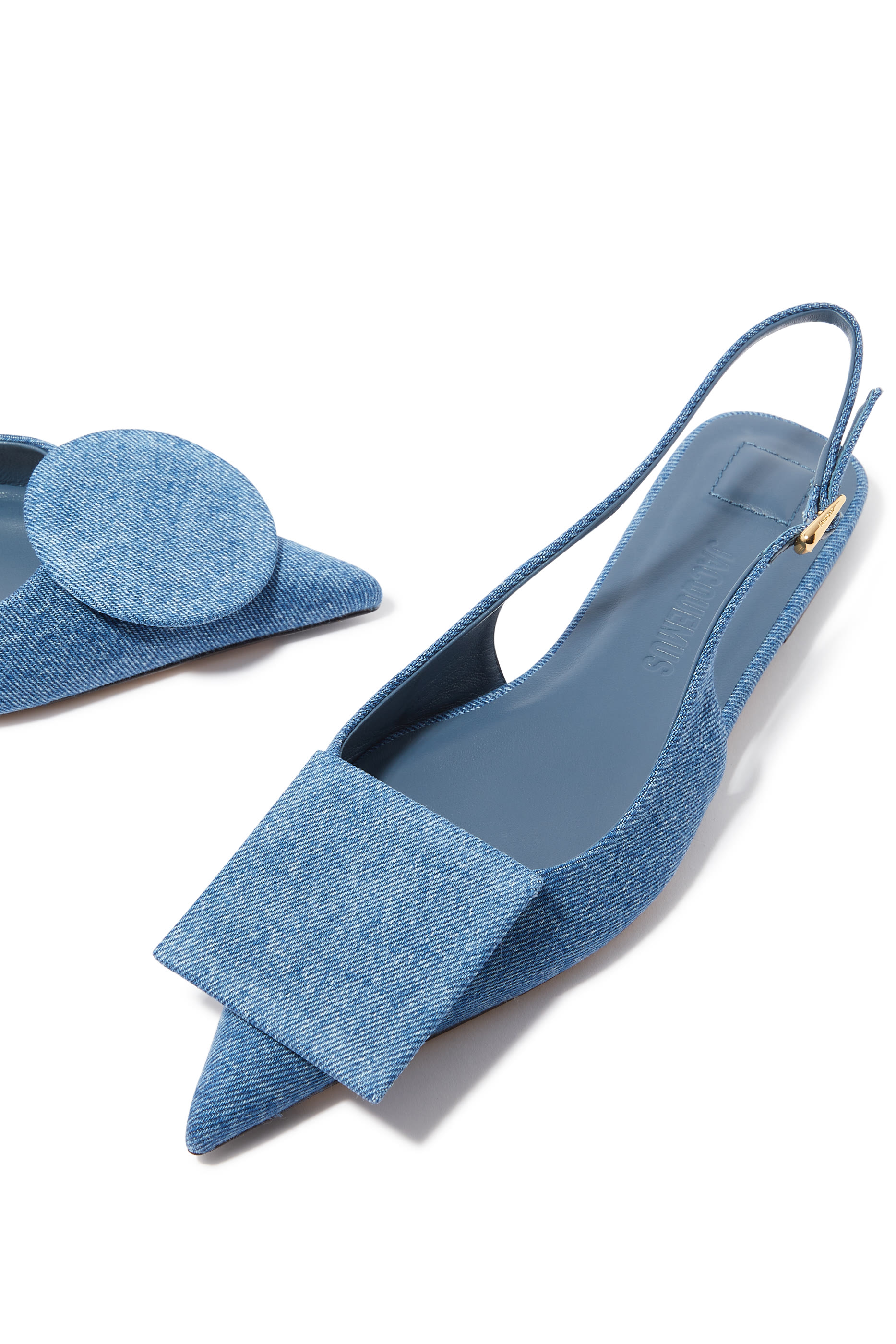 حذاء باليرينا دويلو بسير خلفي وكعب مسطح دنيم