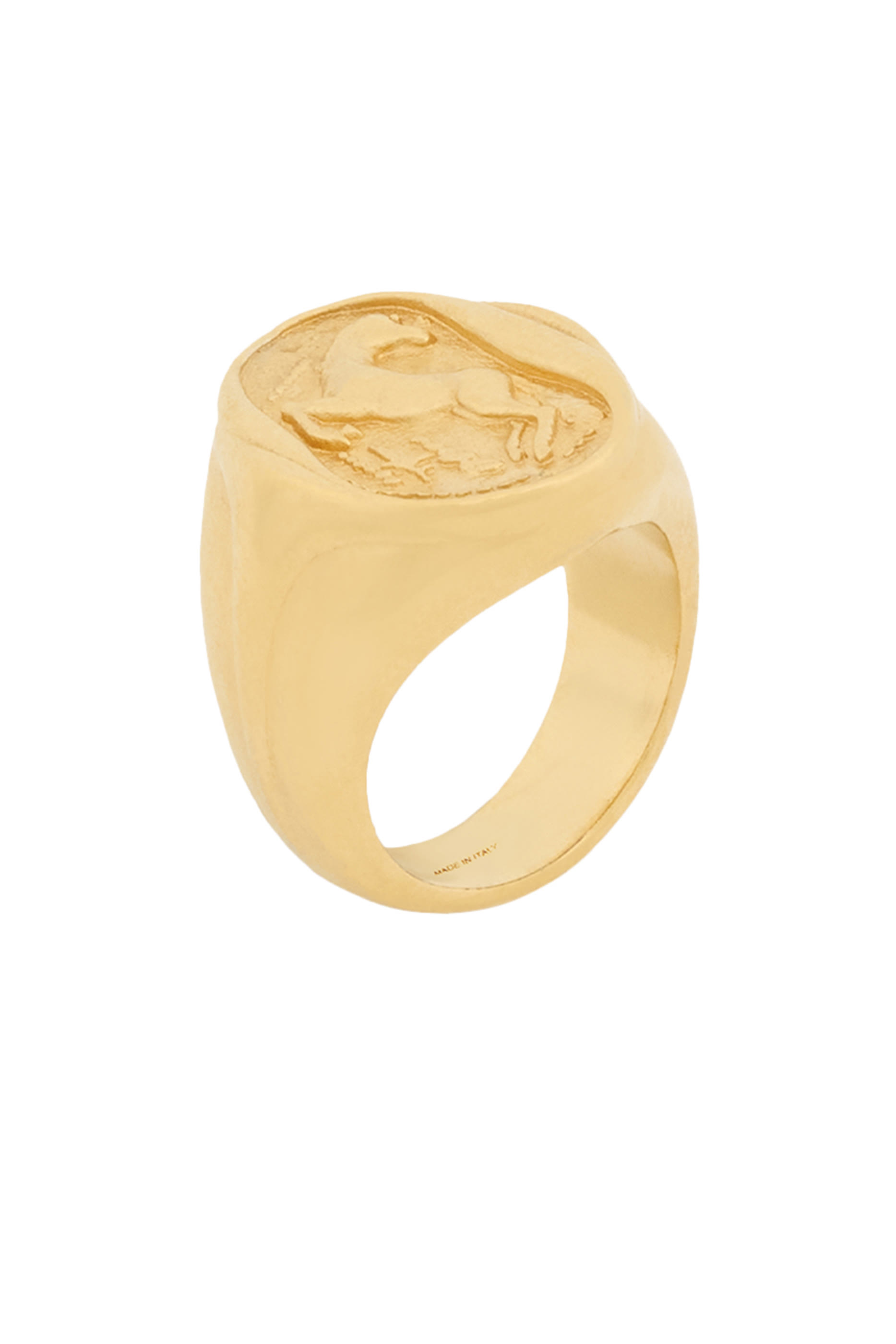 خاتم بحلية بتصميم ميدالية بشعار الماركة نحاس