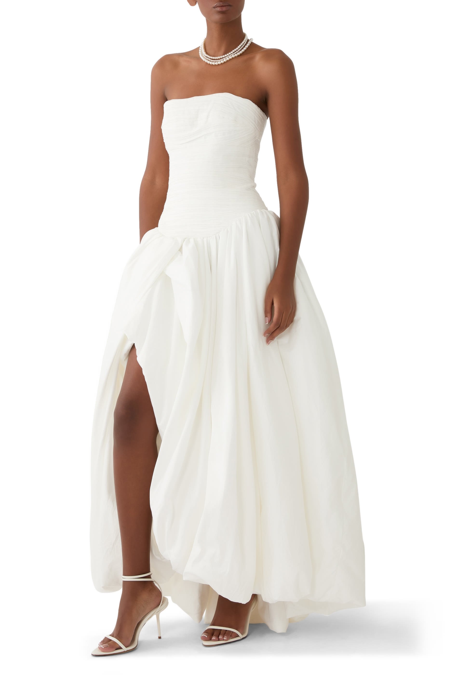 فستان فيوليت طويل بحافة منفوخة