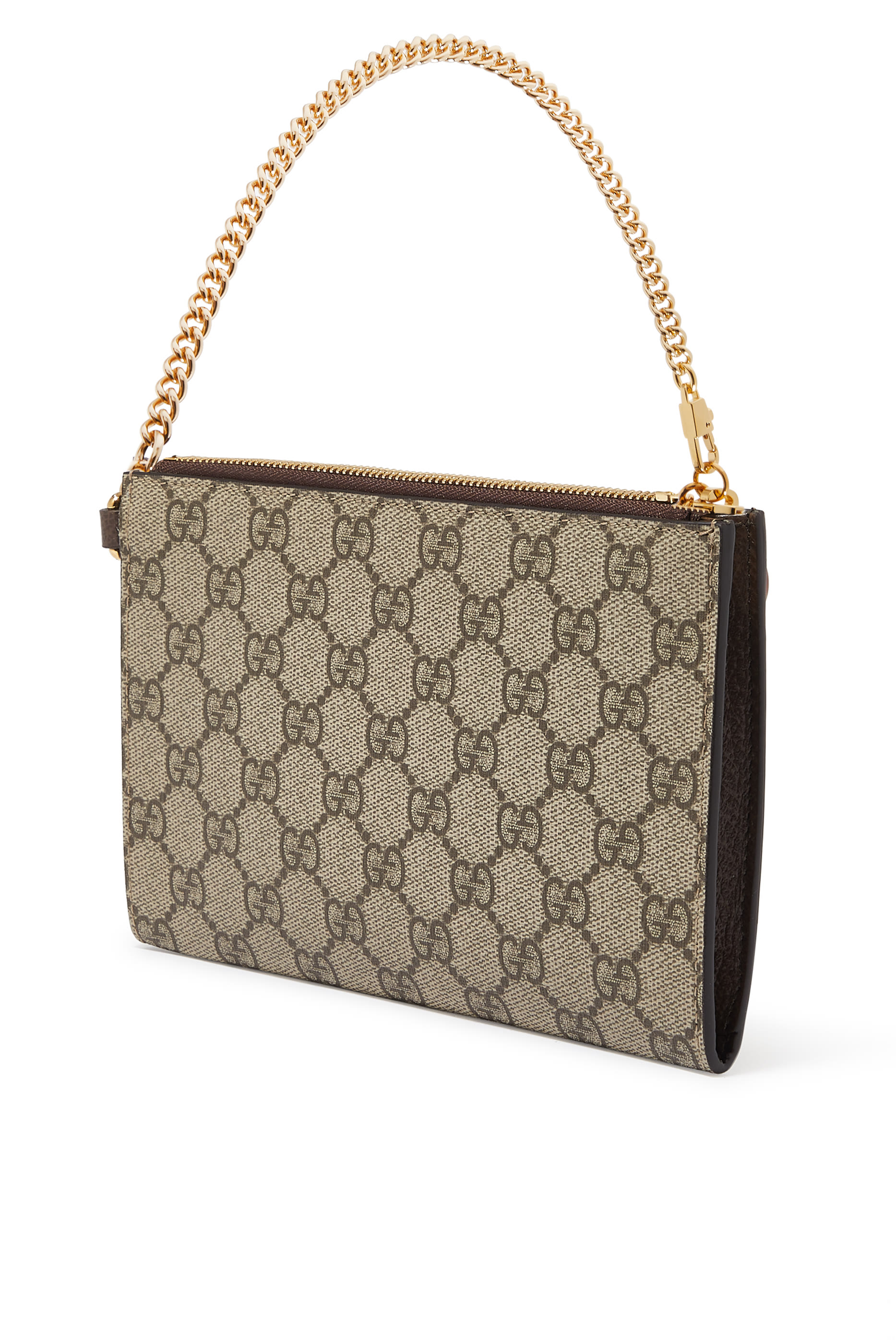 محفظة بنقشة شعار GG وحمالة رسغ وحلية بتصميم فراولة