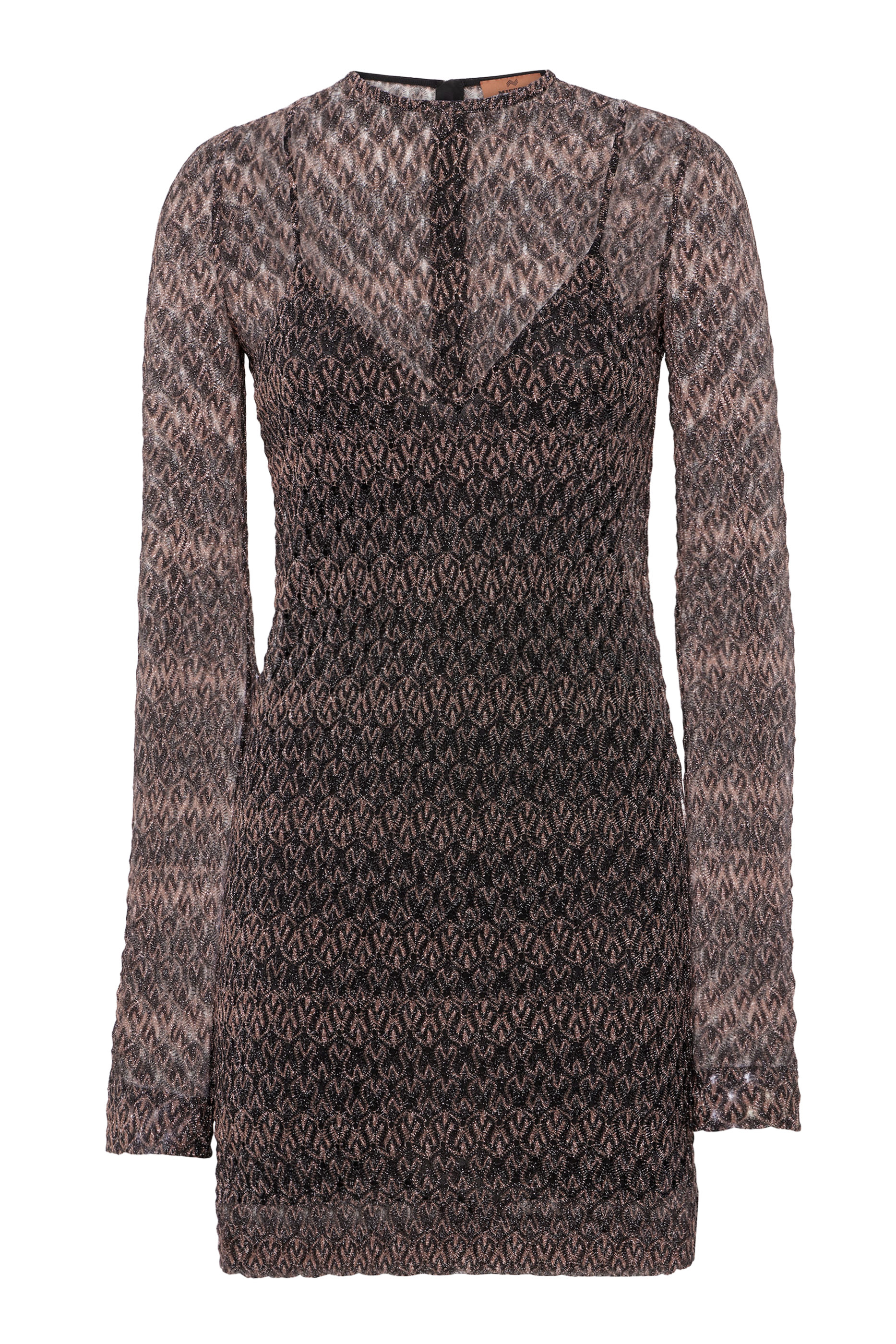 فستان لامع قصير بطبقة دانتيل شفافة