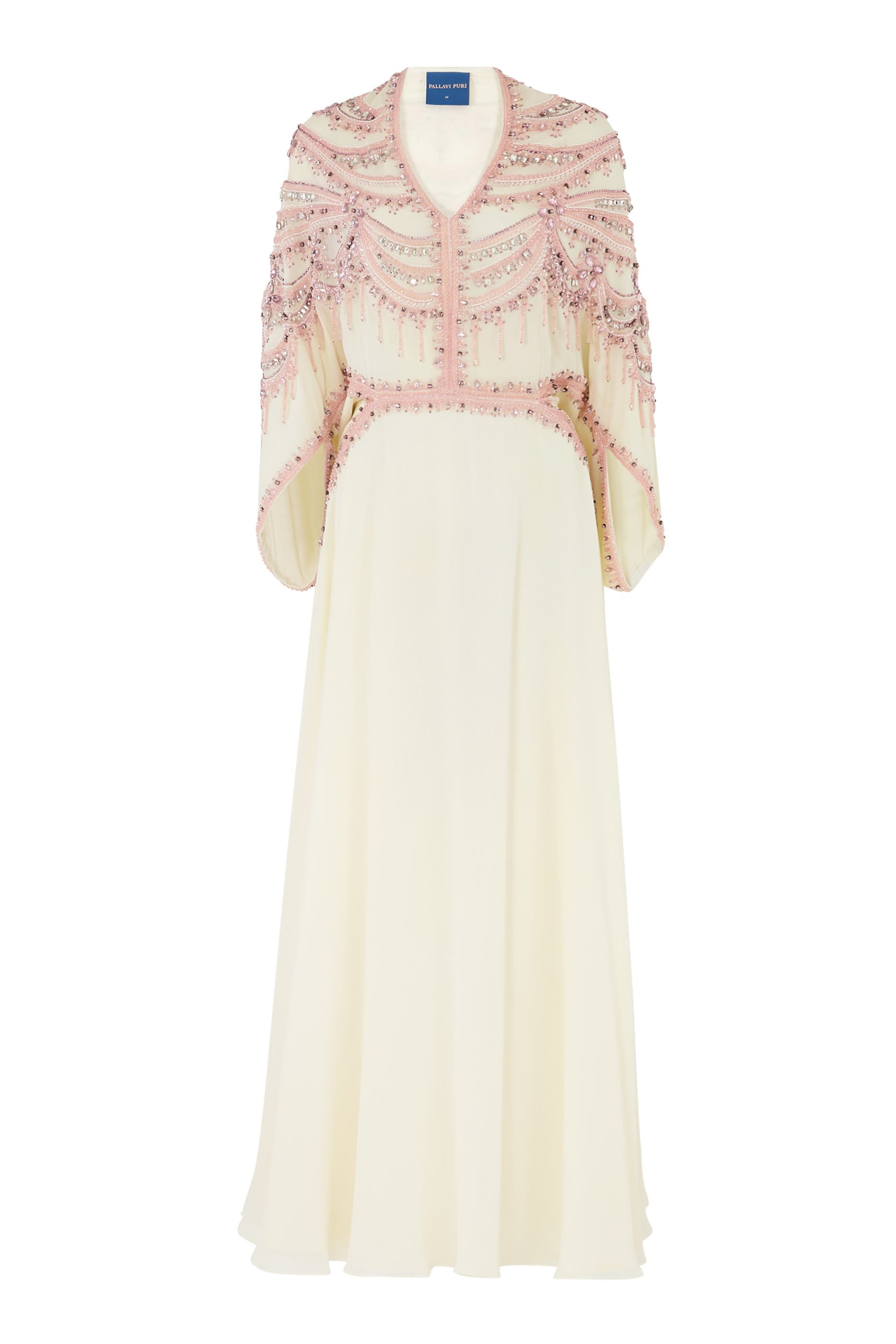 قفطان وورك كاول مرصع بأحجار قماش جورجيت