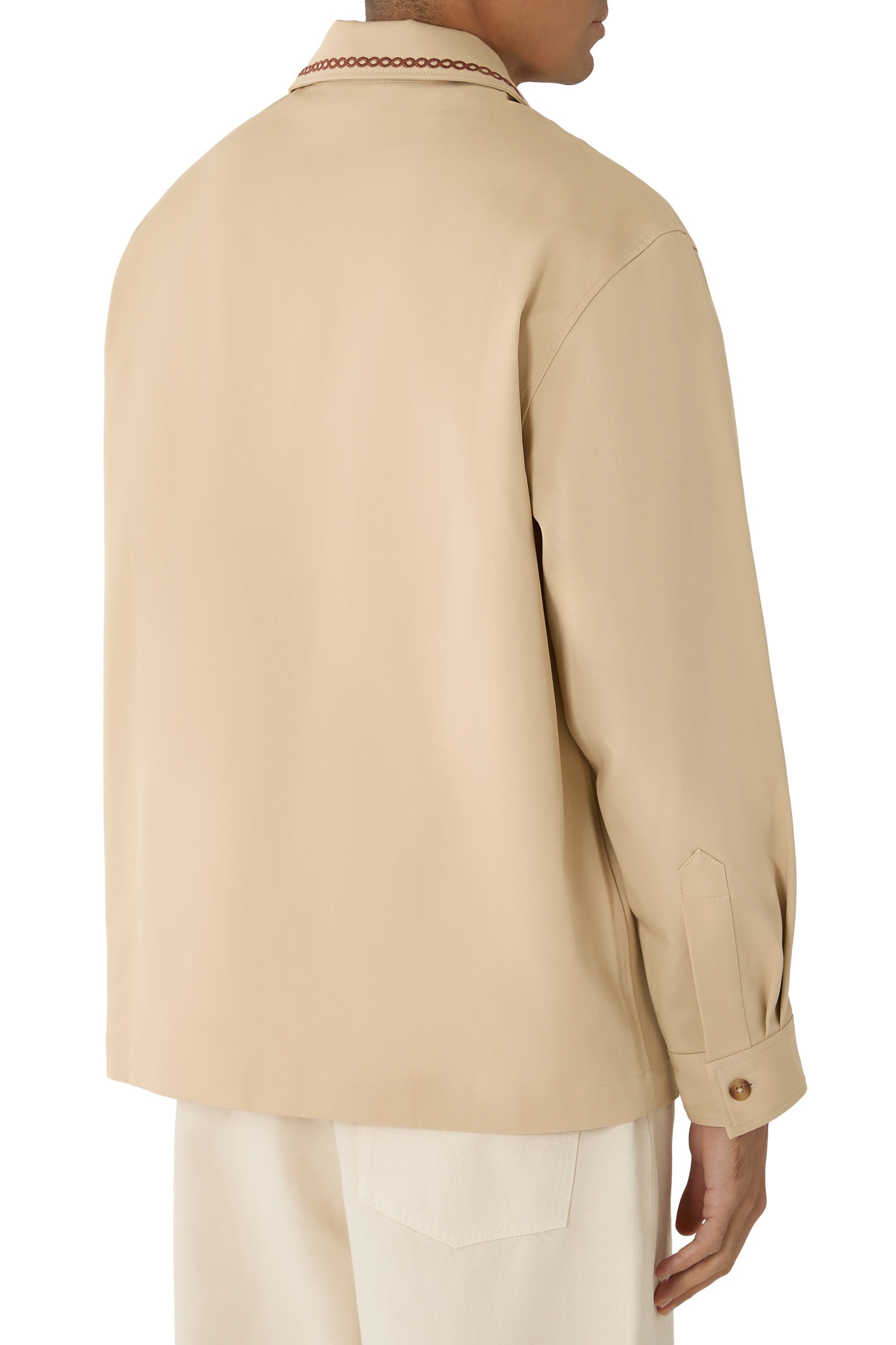 قميص بنمط جاكيت بزهور مطرزة