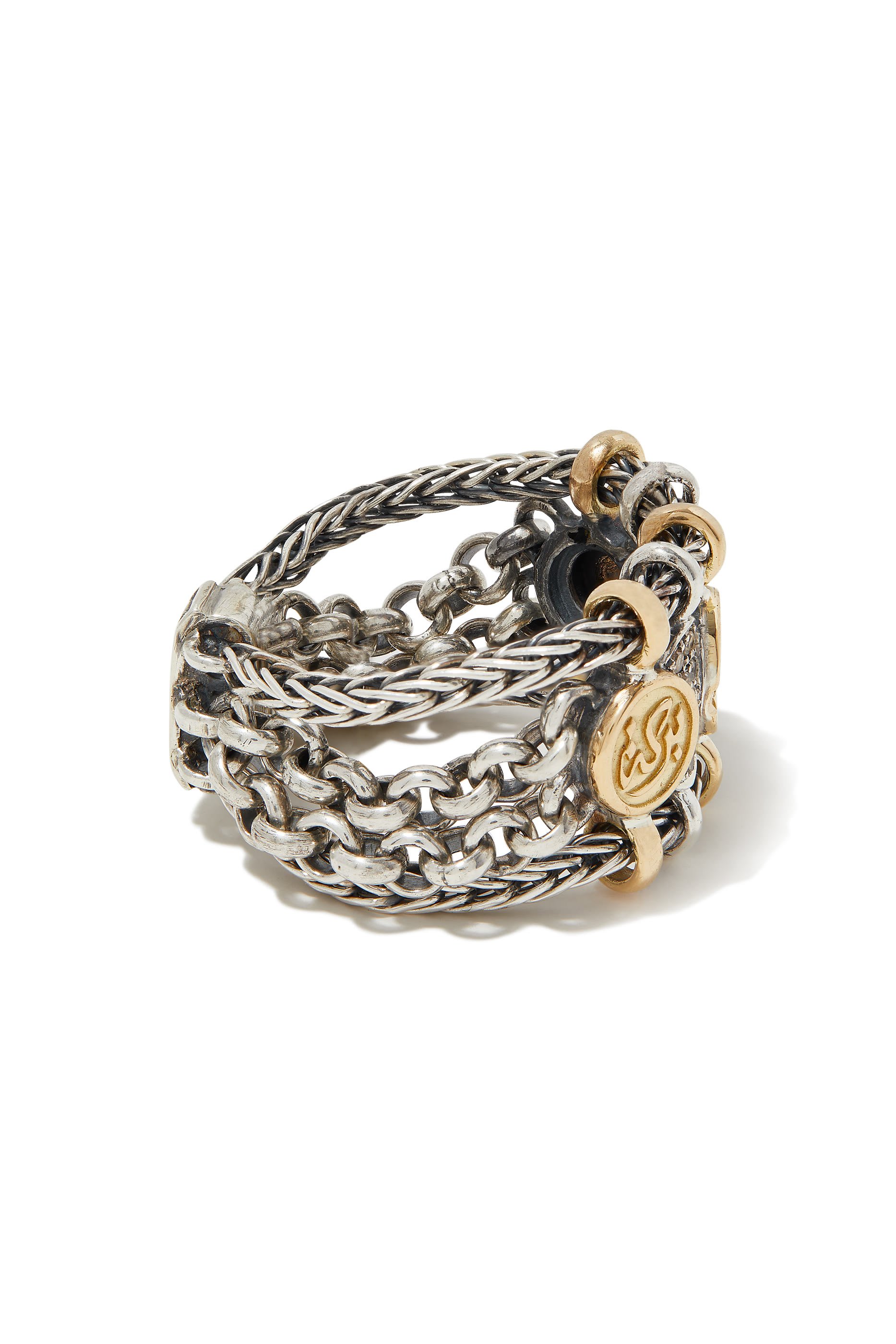 خاتم بلسينجز بحلقات ذهب عيار 18 قيراط وفضة إسترلينية