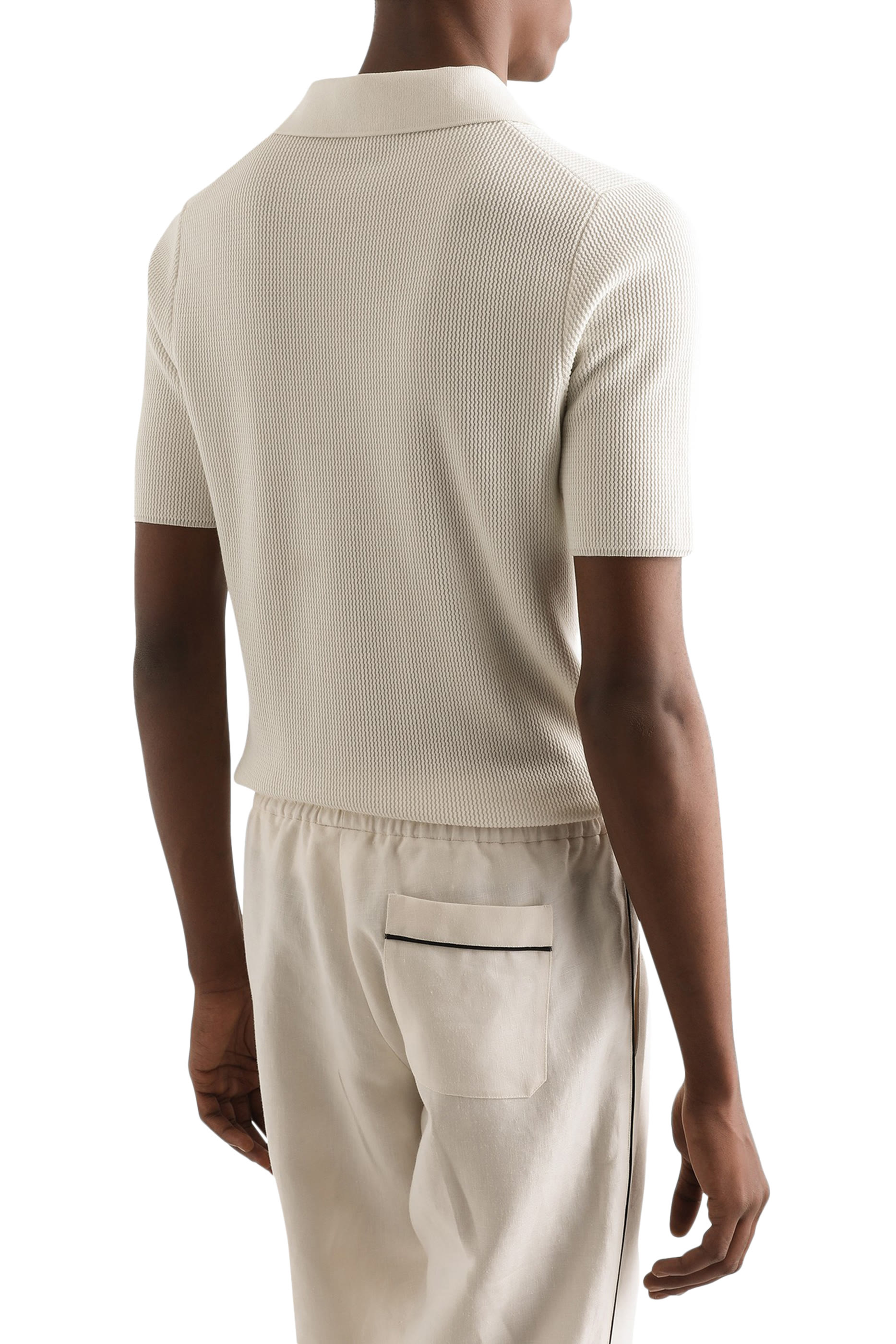 قميص بولو بأكمام قصيرة قطن منسوج