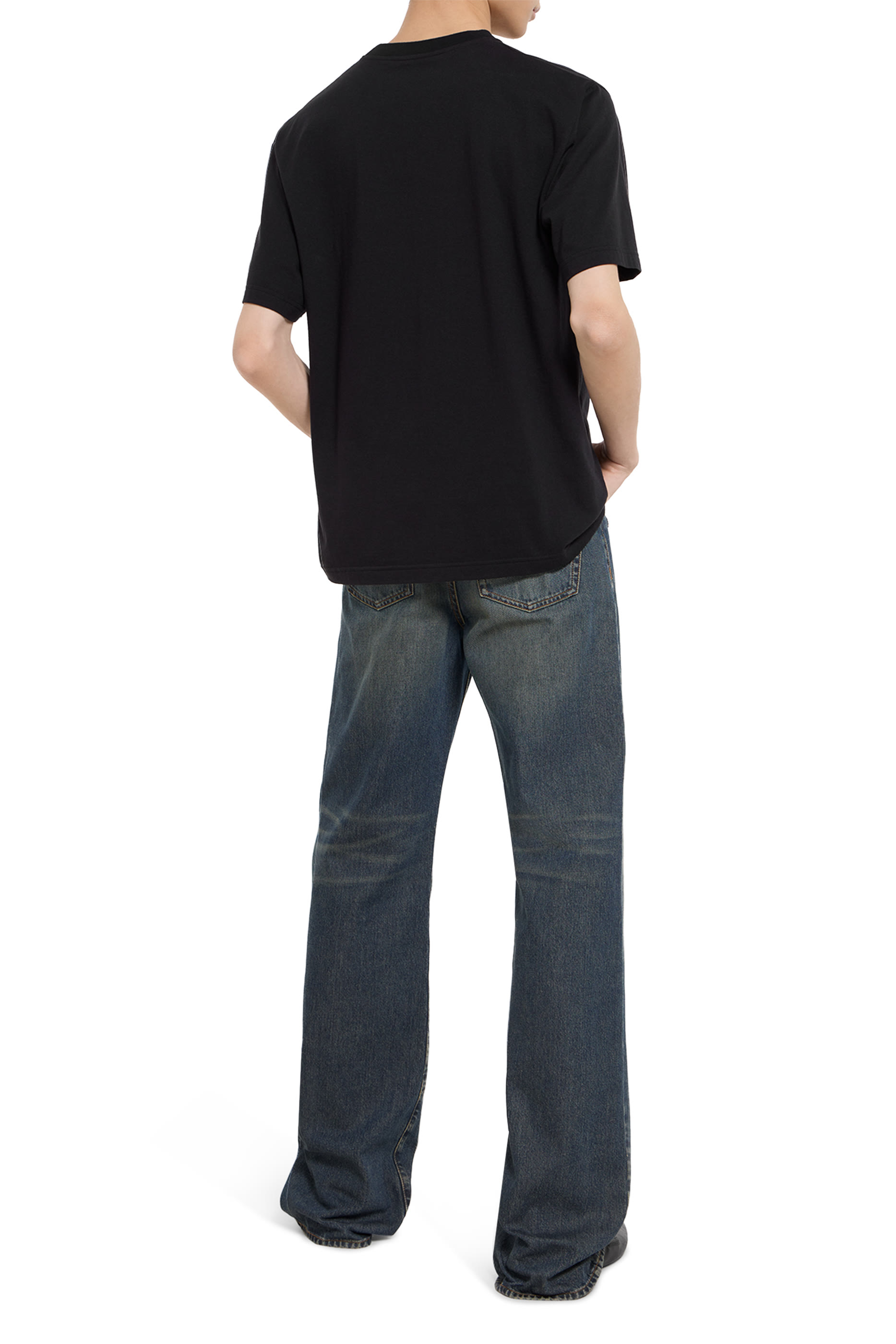 تيشيرت مزين بطبعة مزيج حرير جيرسيه