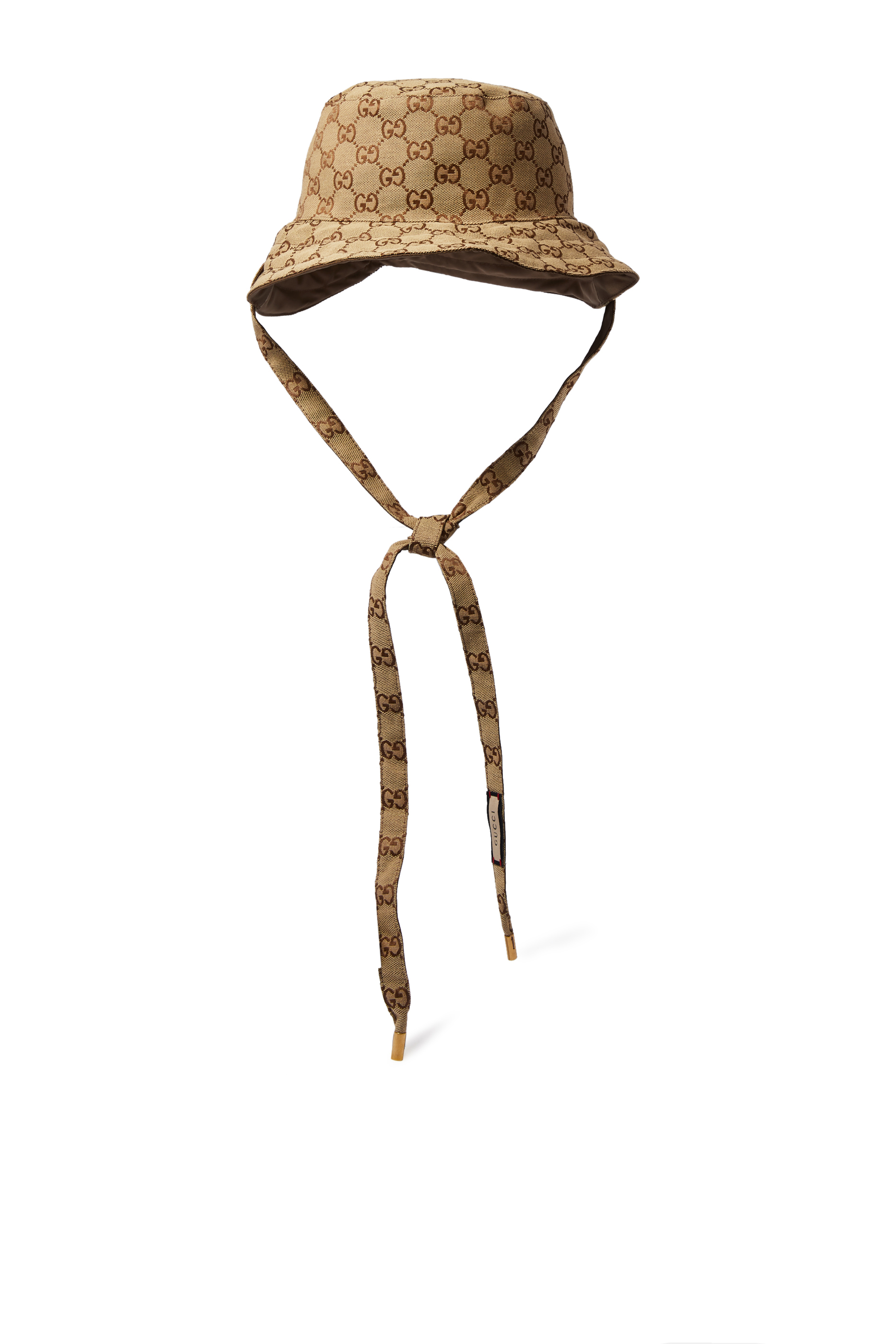 قبعة بوجهين قنب مزين بشعار GG&rlm;