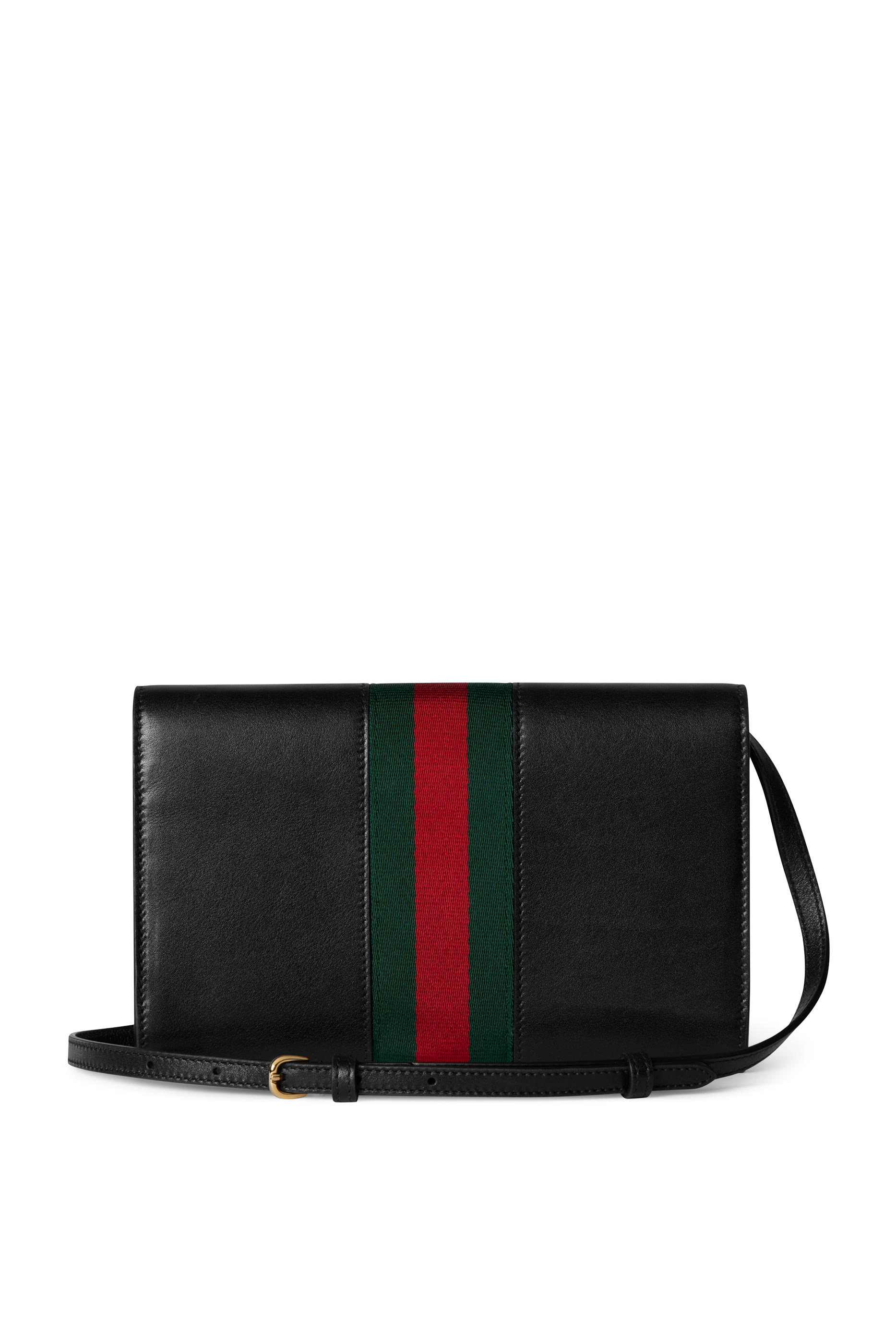 محفظة بحمالة مزينة بشريط ويب وحلية لجام الحصان