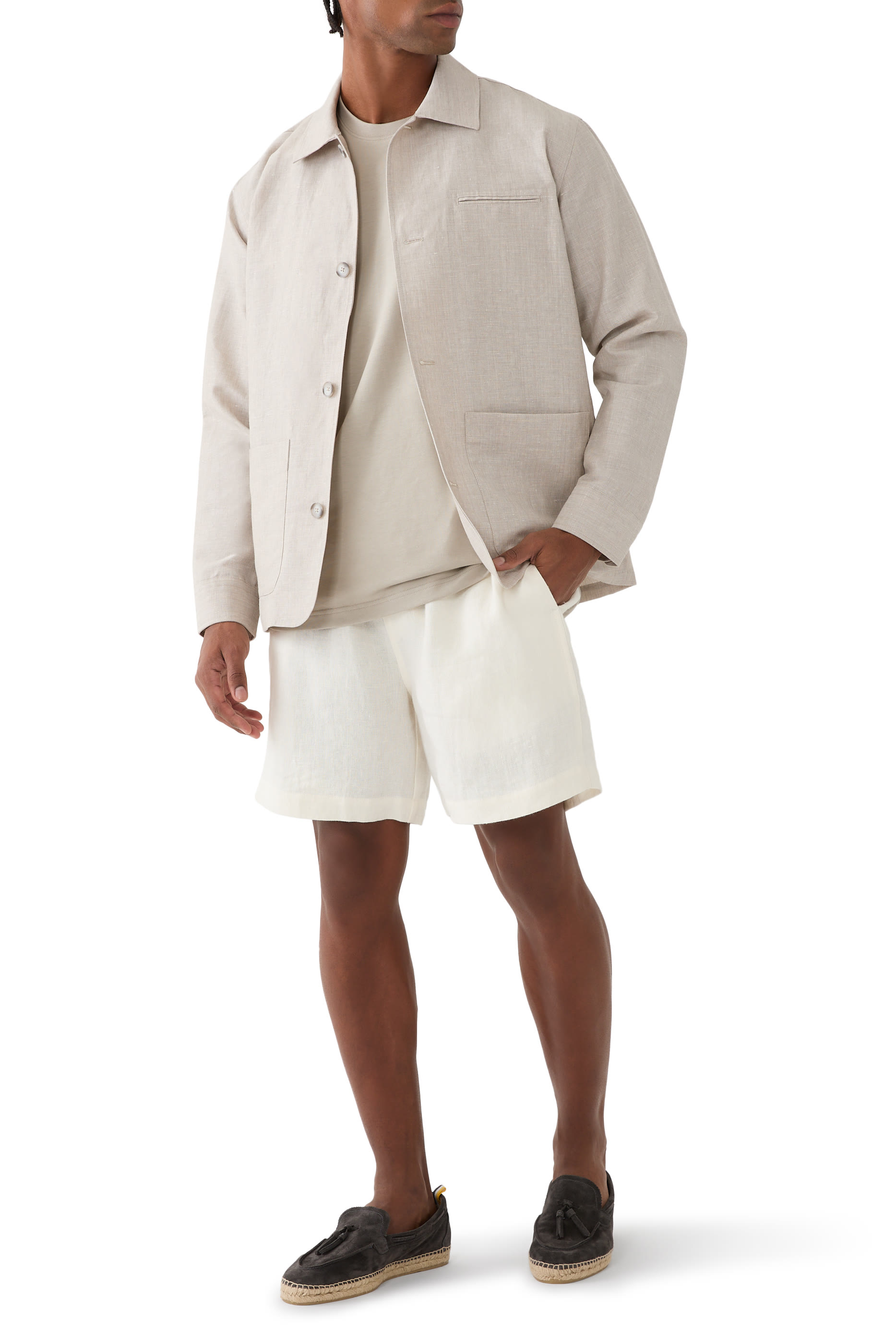 قميص شور بتصميم جاكيت صوف وكتان