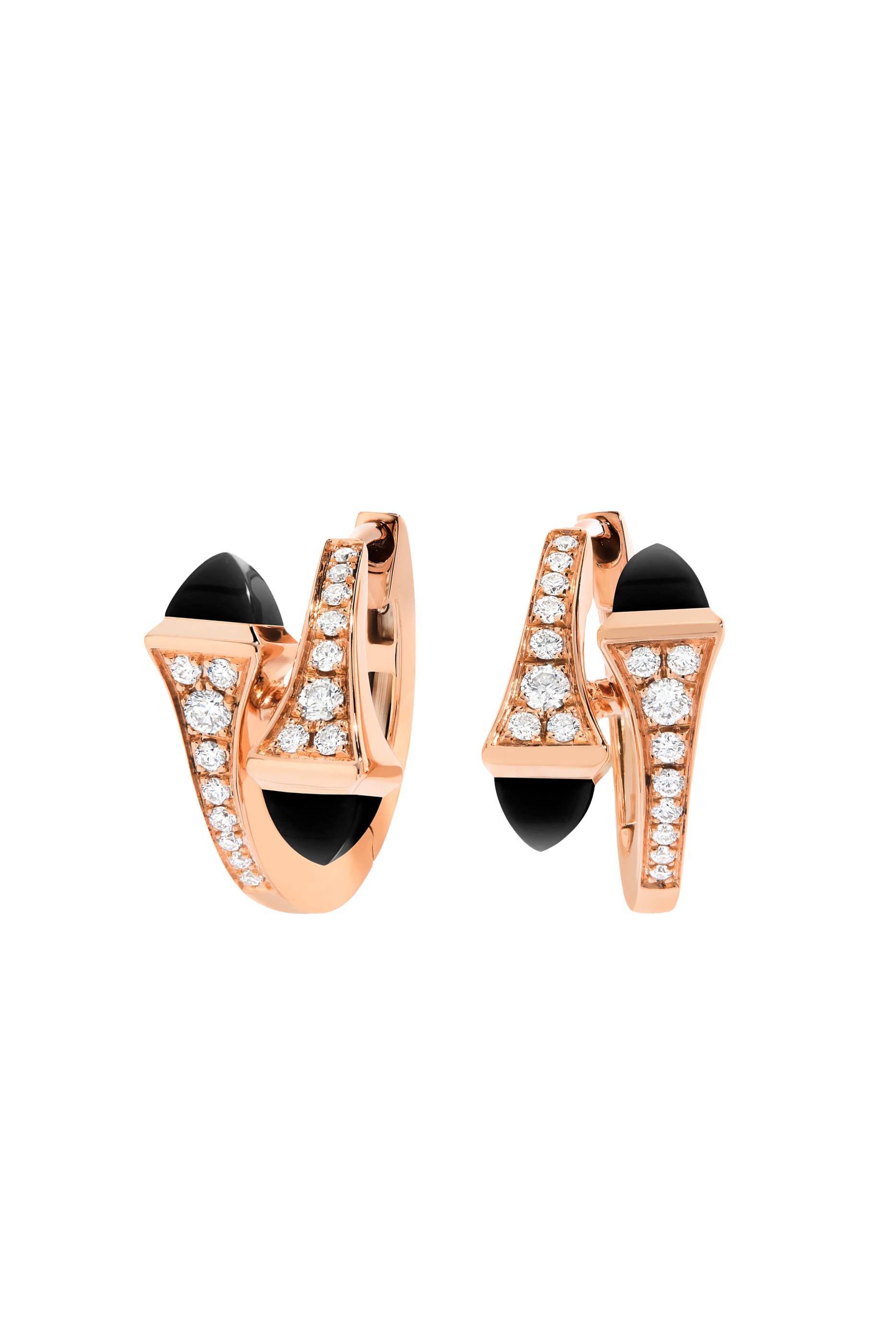 أقراط هاجي مرصعة بالماس وأحجار عقيق يمني أسود ذهب أصفر عيار 18