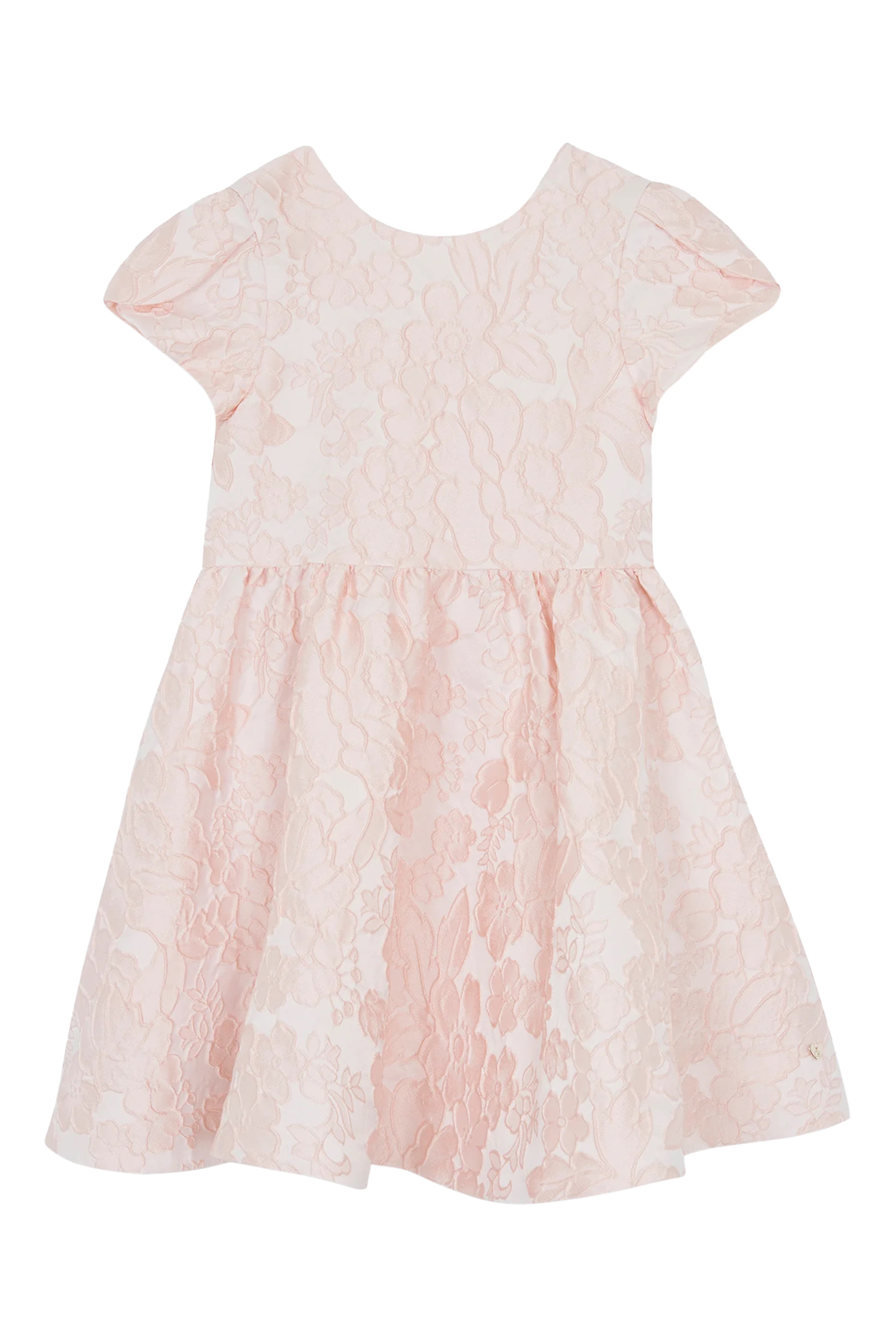 فستان بلون واحد وأكمام قصيرة للأطفال