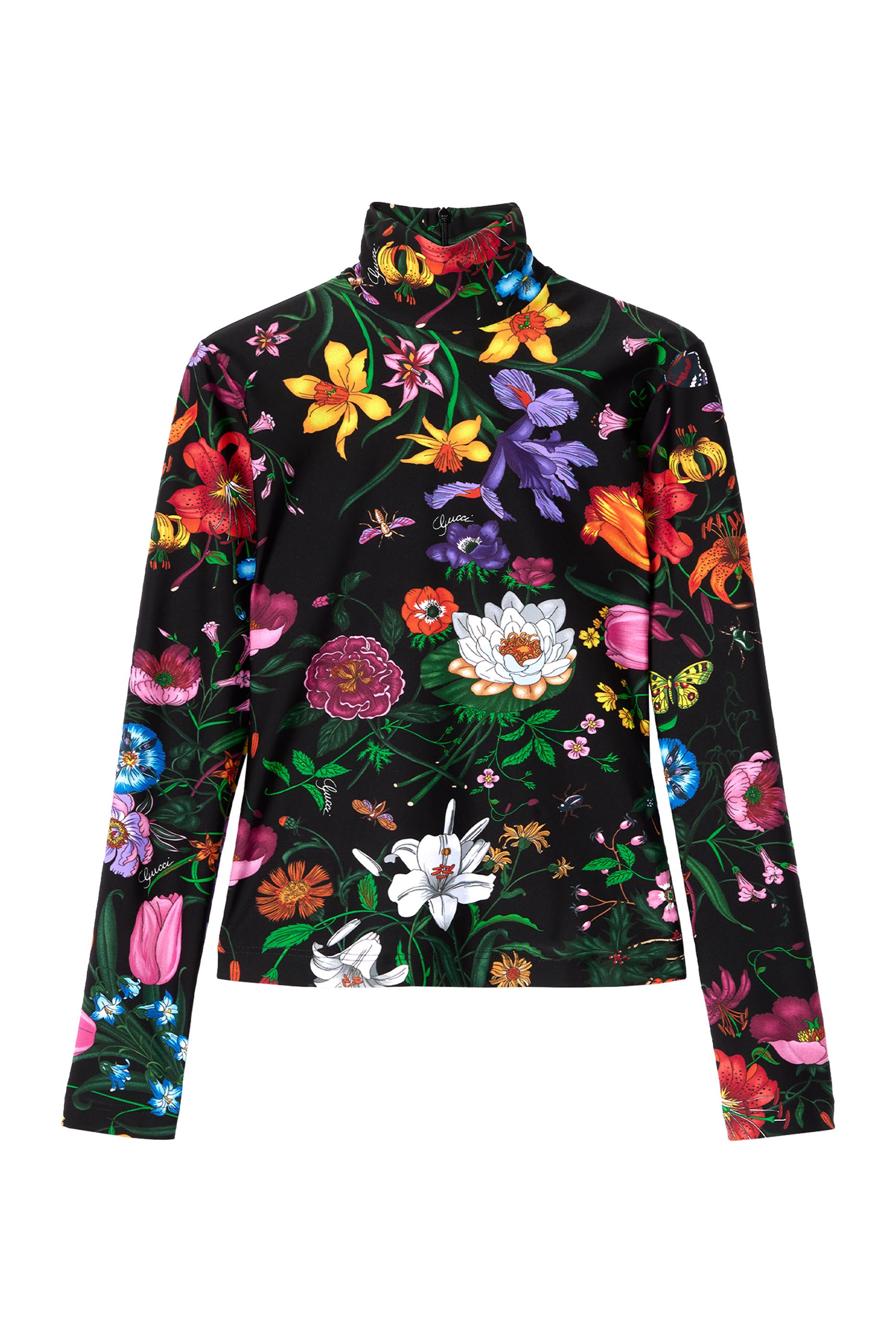 تيشيرت بياقة عالية بطبعات لامعة جيرسيه