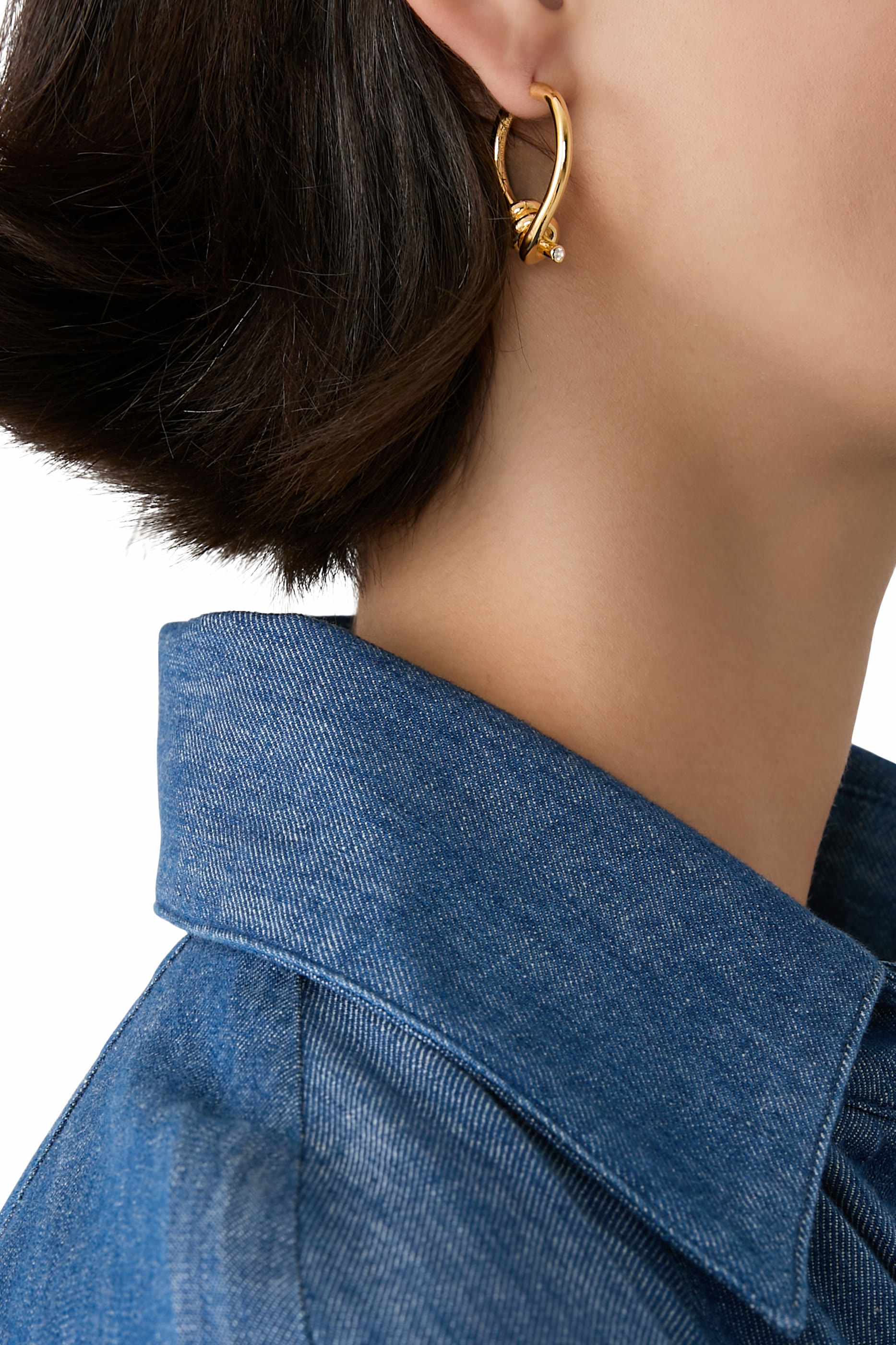 أقراط بتصميم عقدة، فضة استرلينية مطلية بذهب أصفر عيار 18