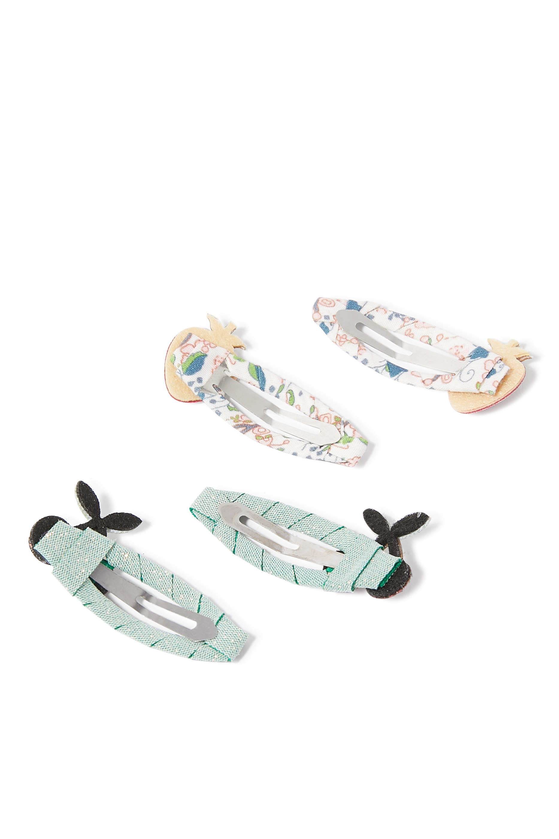 مشابك مزينة بزهور وفواكه للأطفال