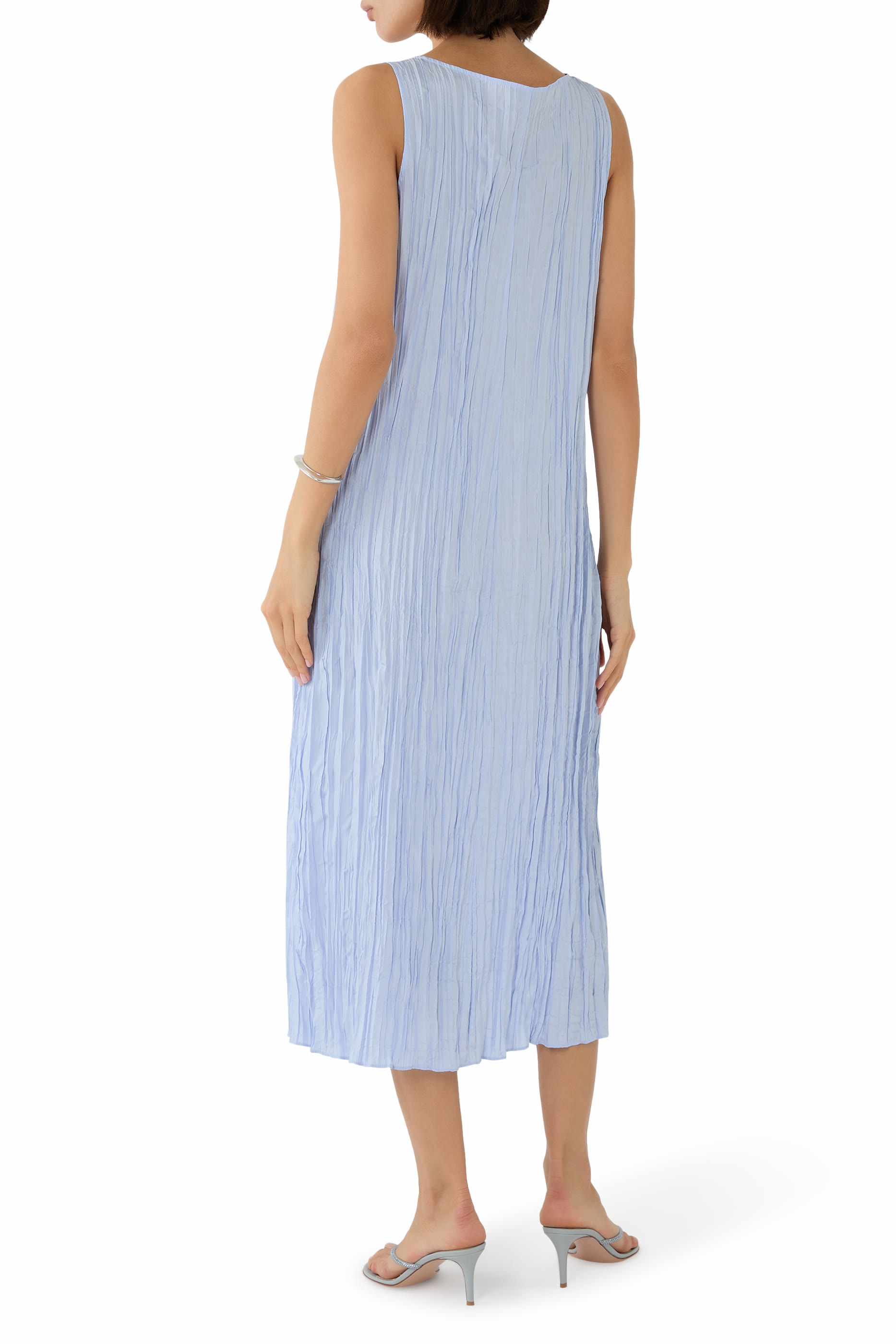 فستان كراشد بياقة على شكل حرف V حرير