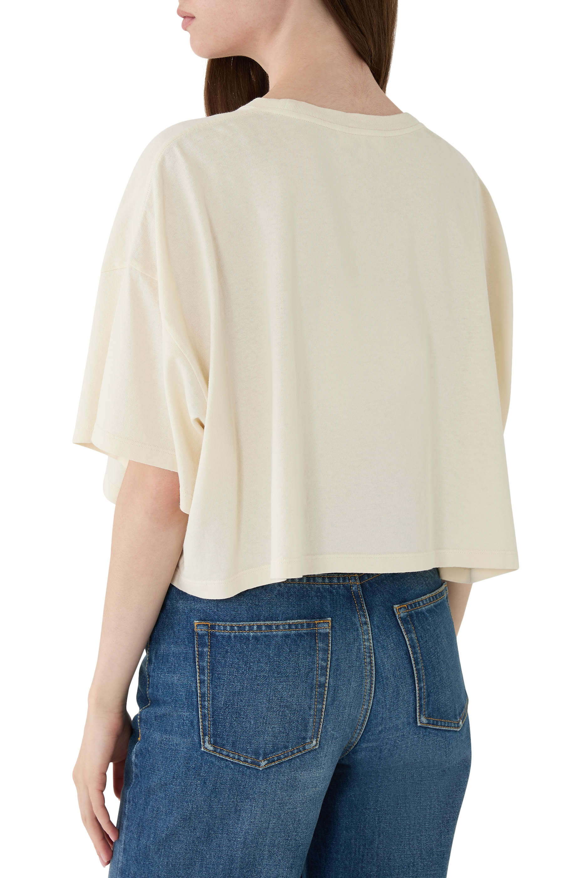 تيشيرت قصيرة بشعار الماركة قطن جرسيه