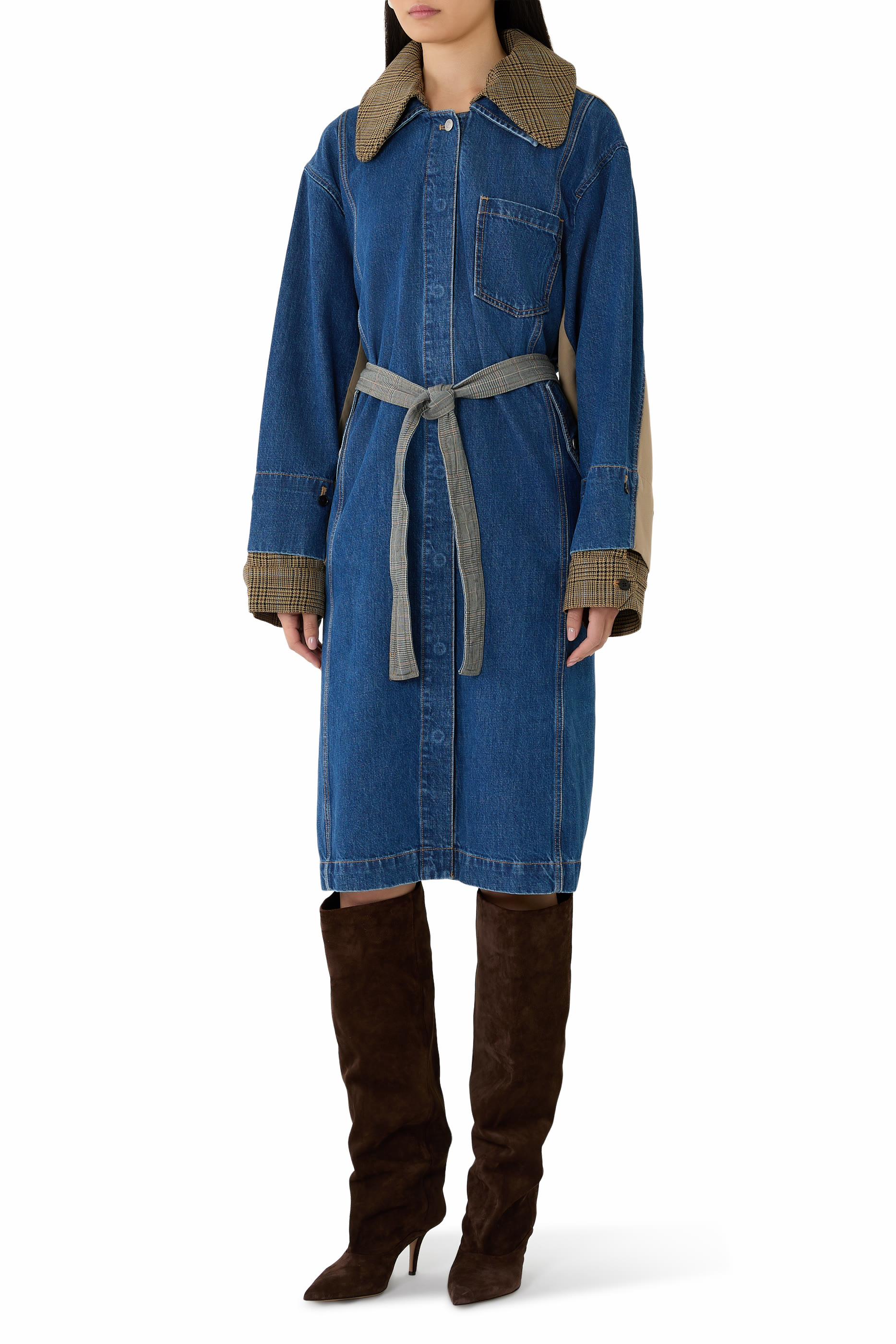 معطف ترينش كومبو دنيم