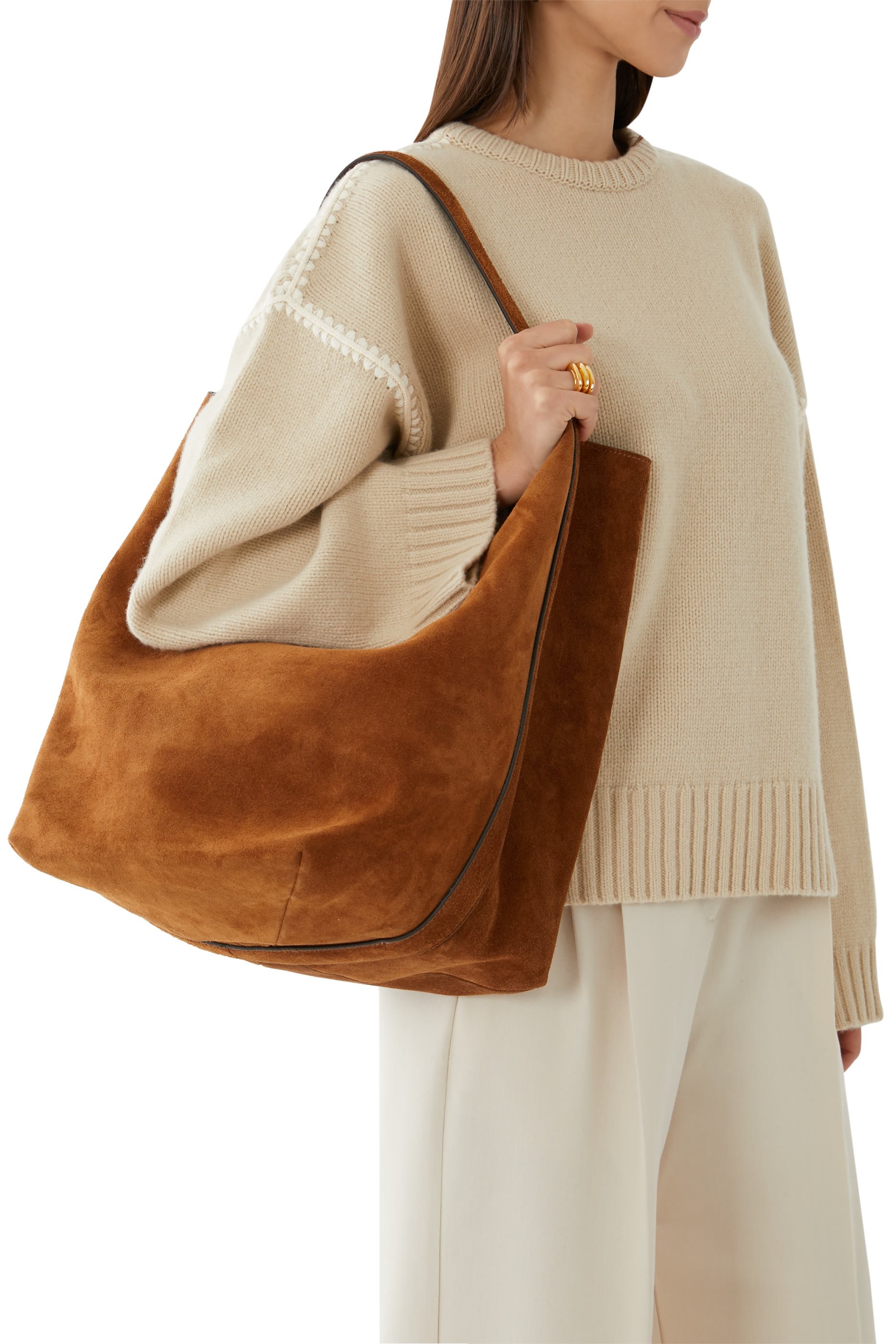 حقيبة يد بحمالة جلد