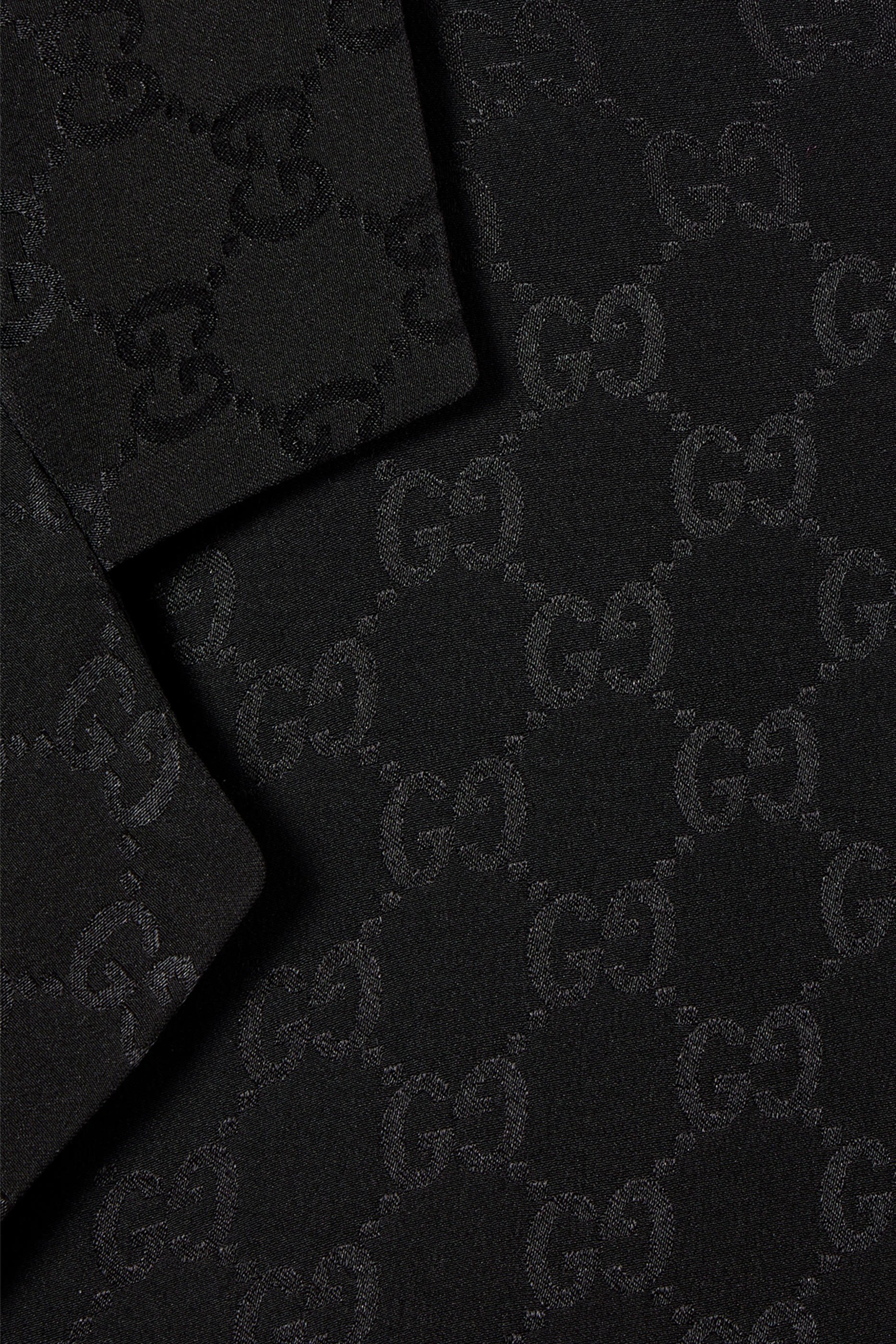 قميص بولينج حرير بنقشة حرفي شعار الماركة جاكار