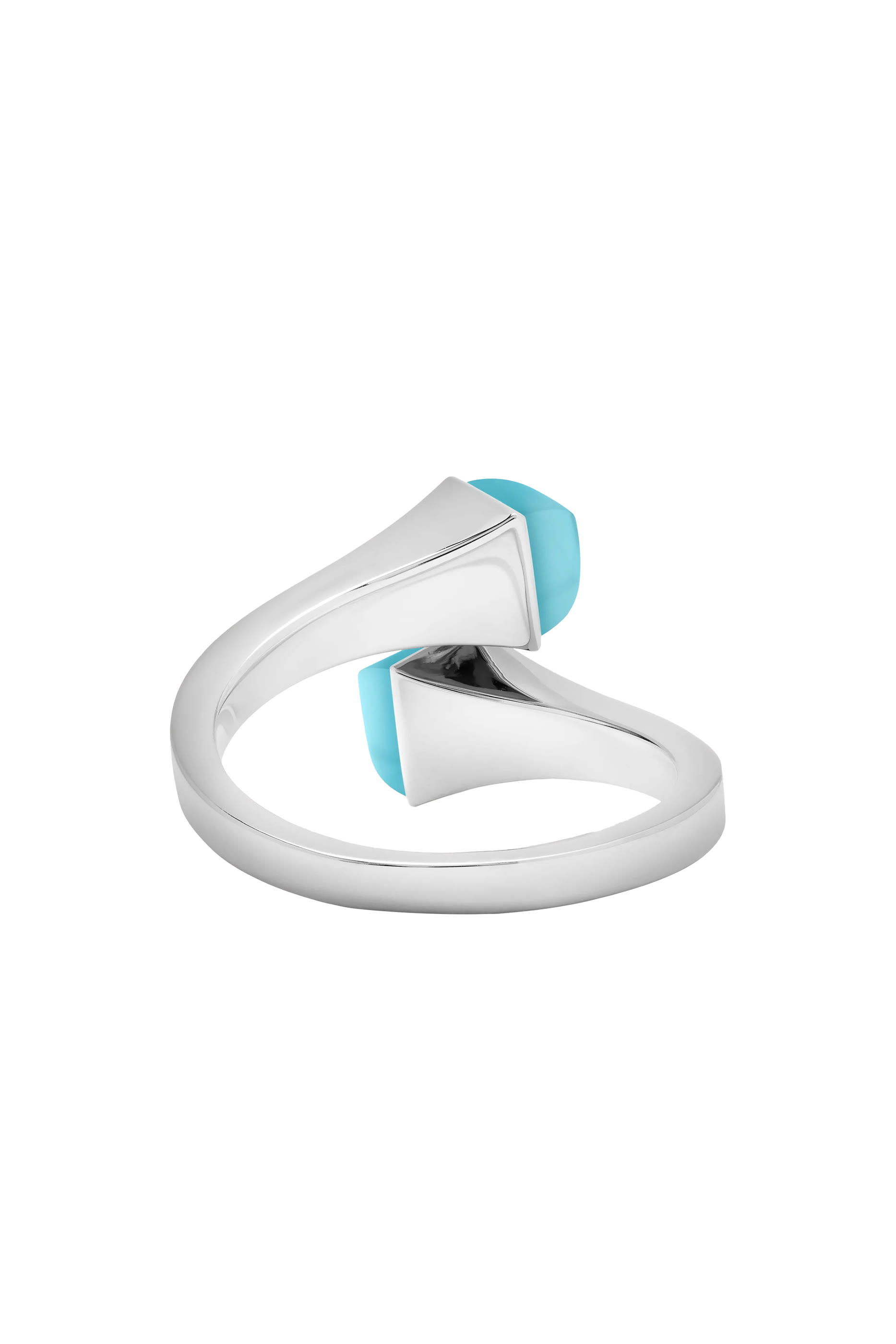 خاتم كليو رفيع متوسط مرصع بالماس وأحجار كالسيدوني، ذهب أبيض عيار 18