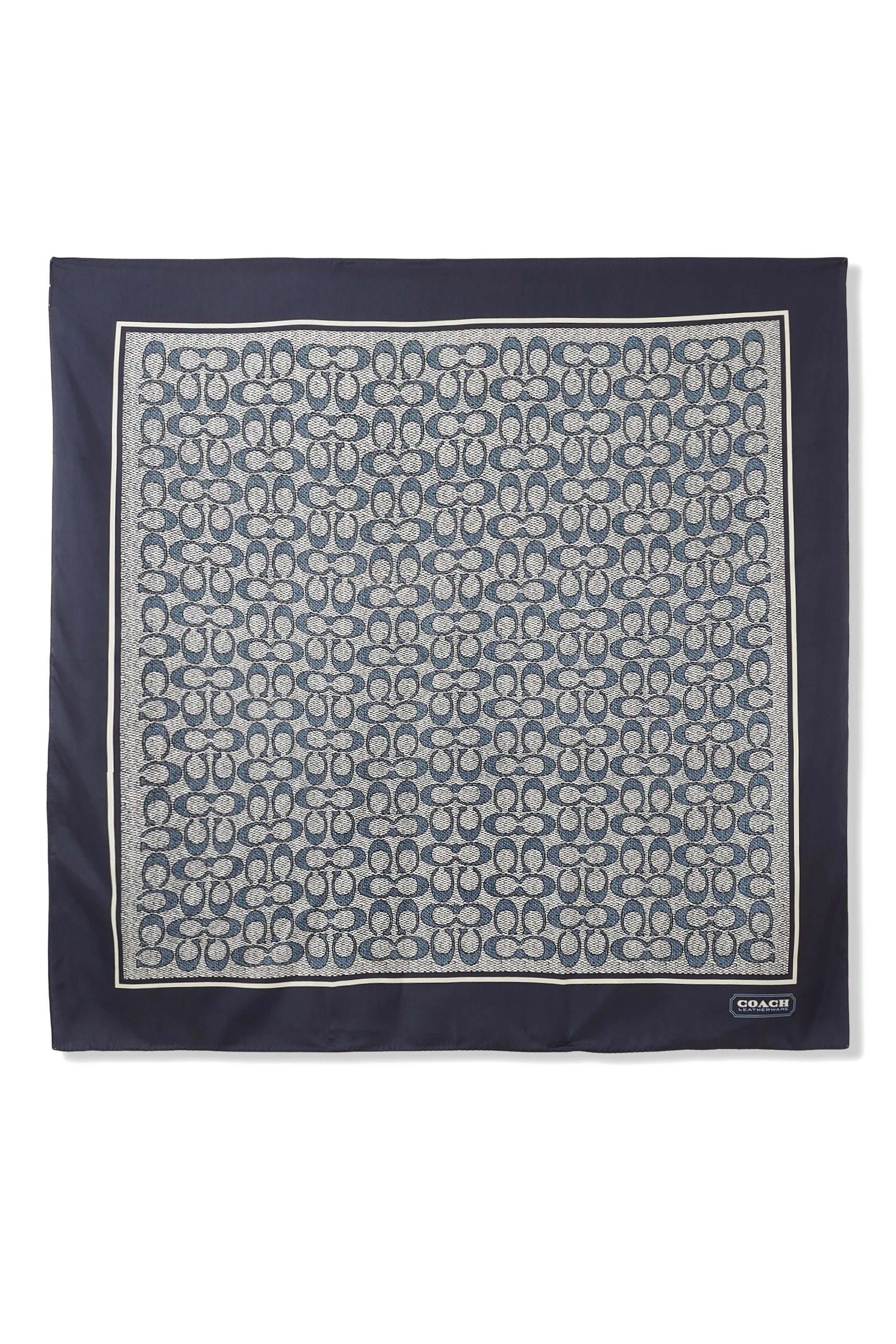 وشاح مربع كلاسيكي بطبعة شعار الماركة حرير