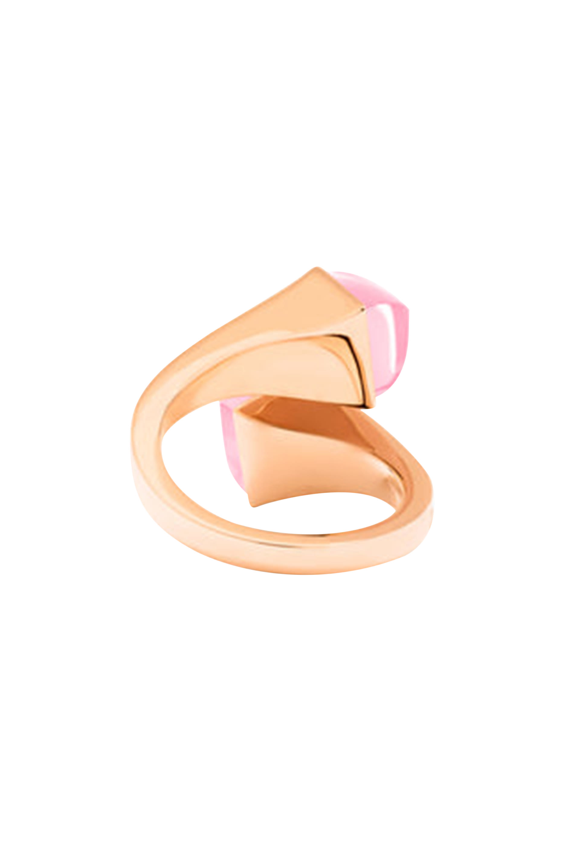 خاتم كليو مرصع بماس وكوارتز وردي، ذهب وردي عيار 18