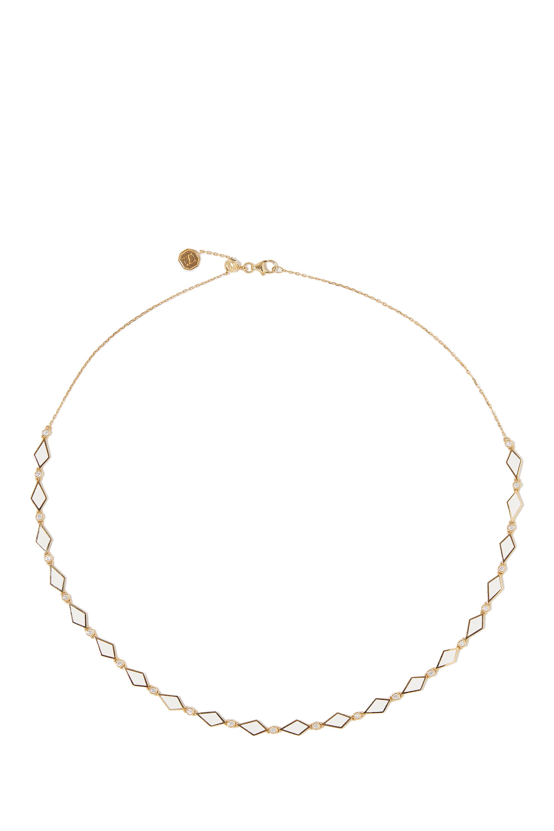قلادة موزاييك مرصعة بالماس ذهب أصفر عيار 18