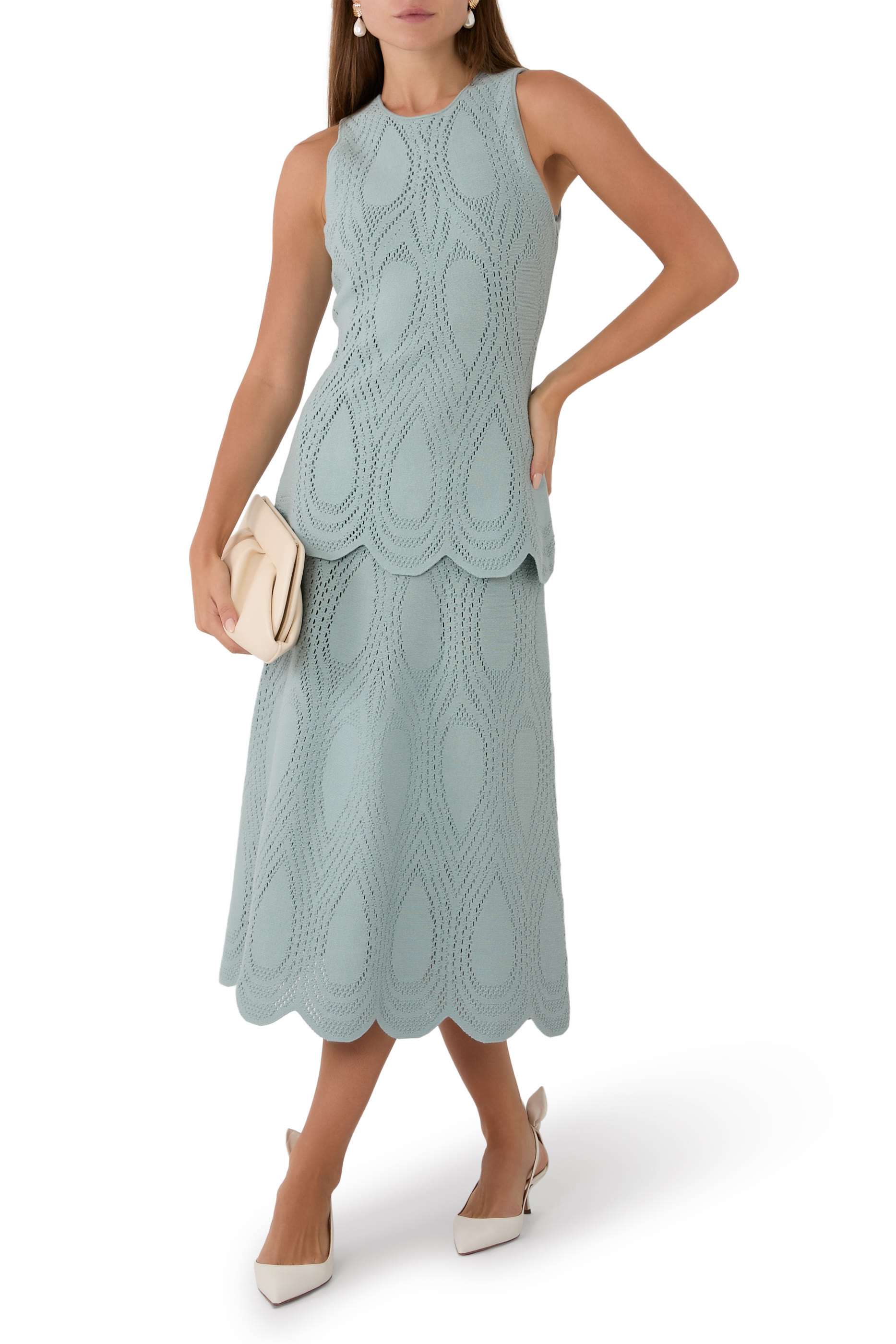 فستان زاندرا منسوج متوسط الطول