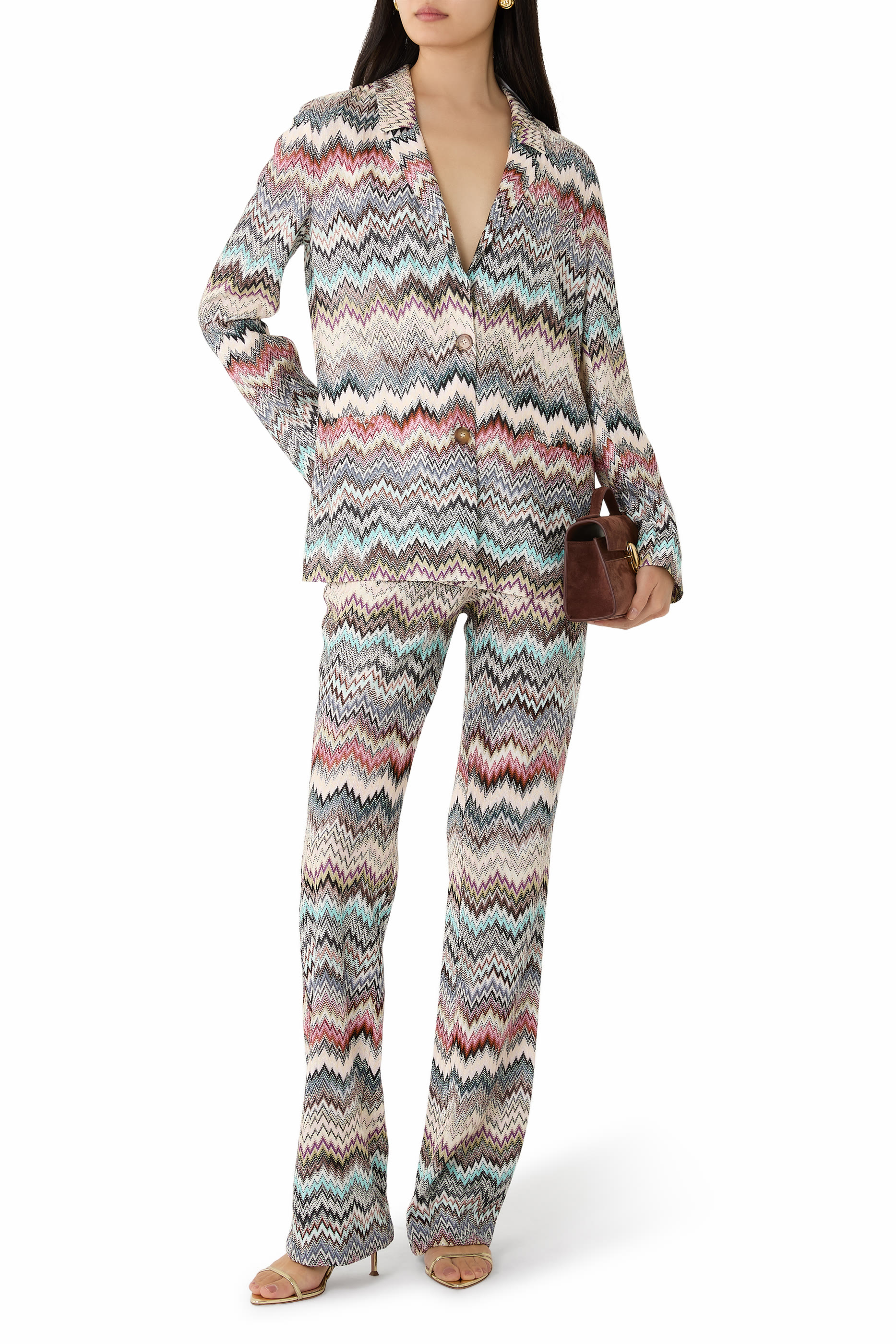 بليزر بصف أزرار للإغلاق ونقشة جلد الأفعى