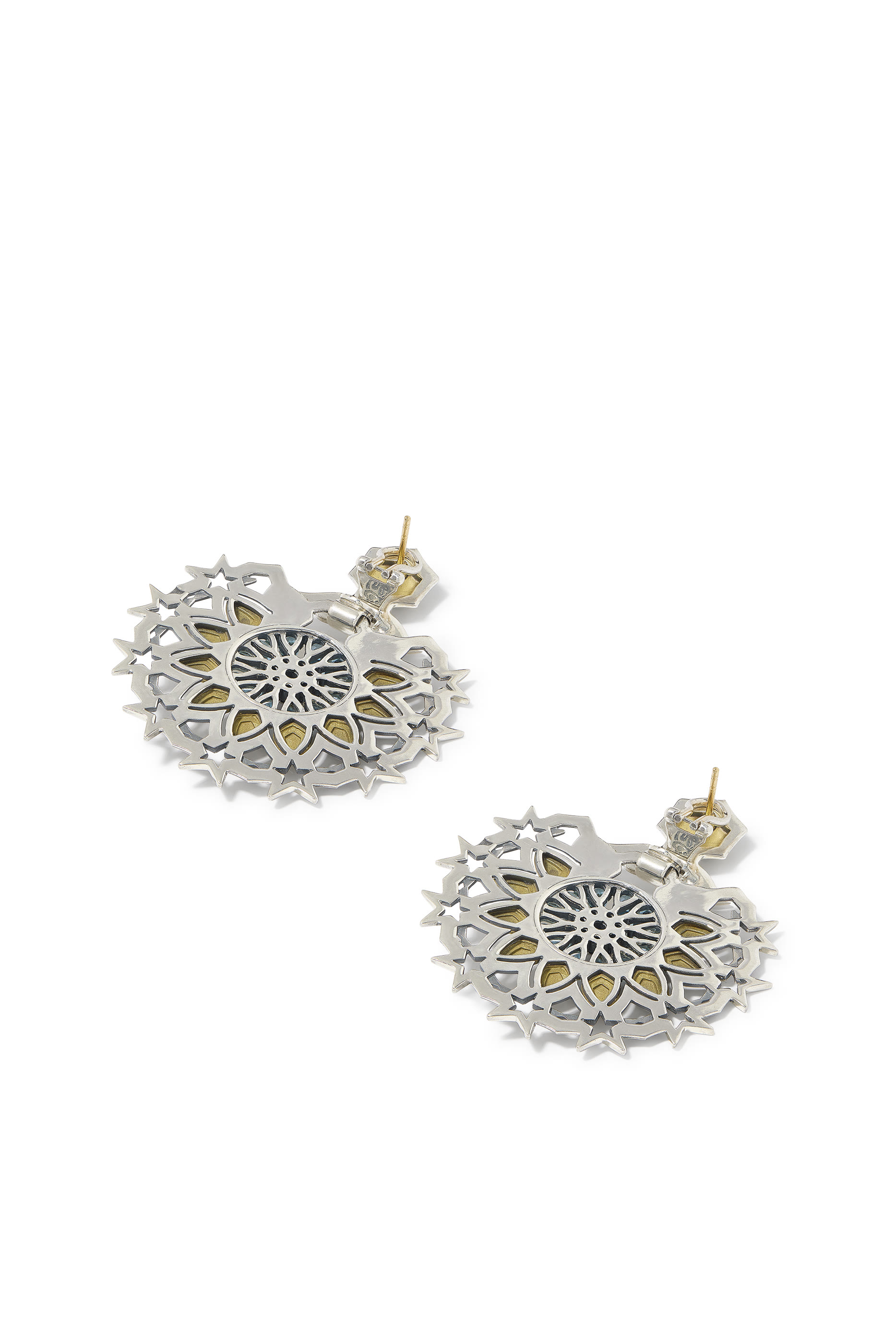 أقراط بارسباي مزينة بالجمشت والياقوت، فضة استرلينية وذهب عيار 18