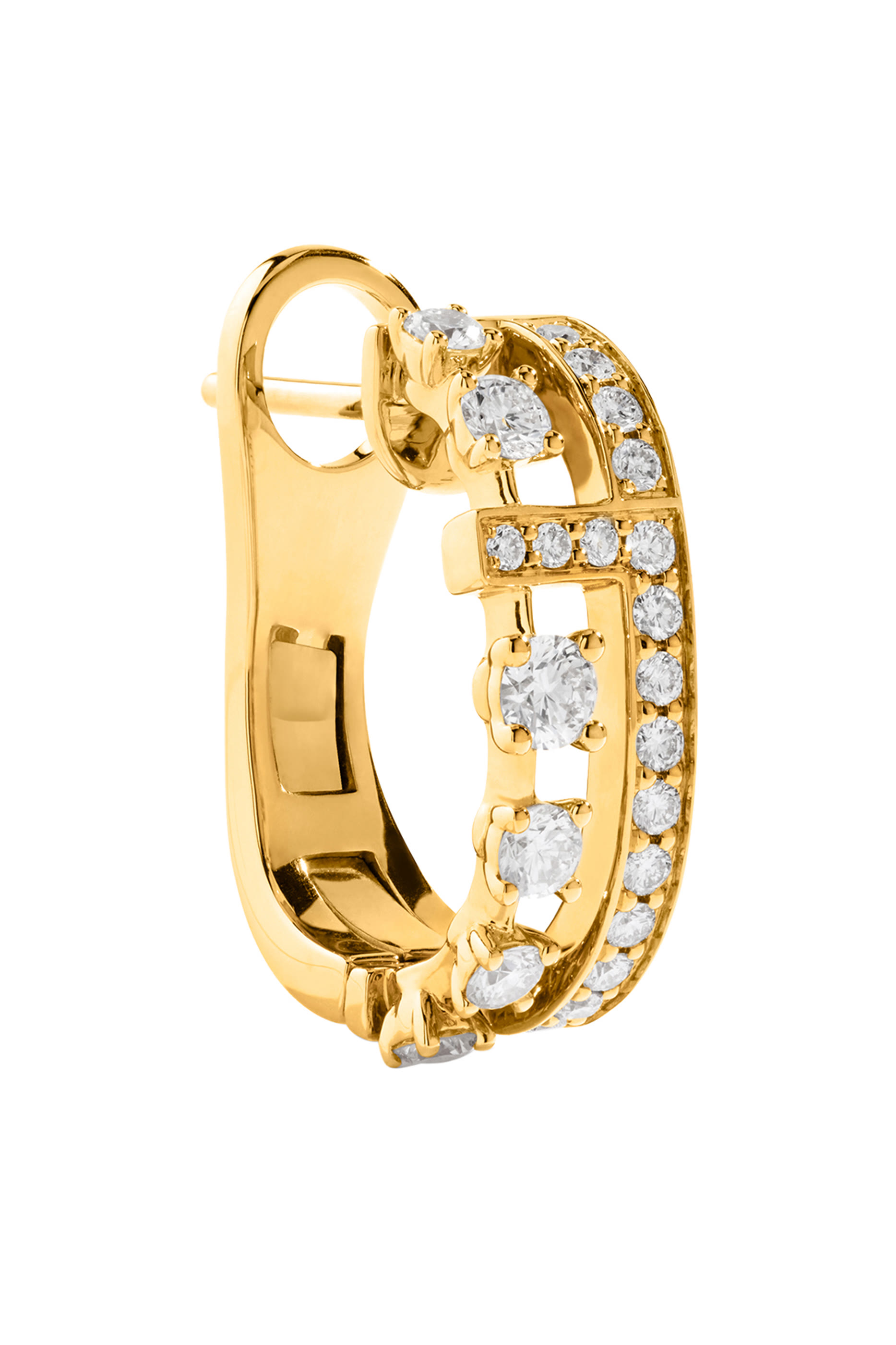 أقراط أفنيوز مرصعة بالماس بإغلاق في الخلف ذهب أصفر عيار 18