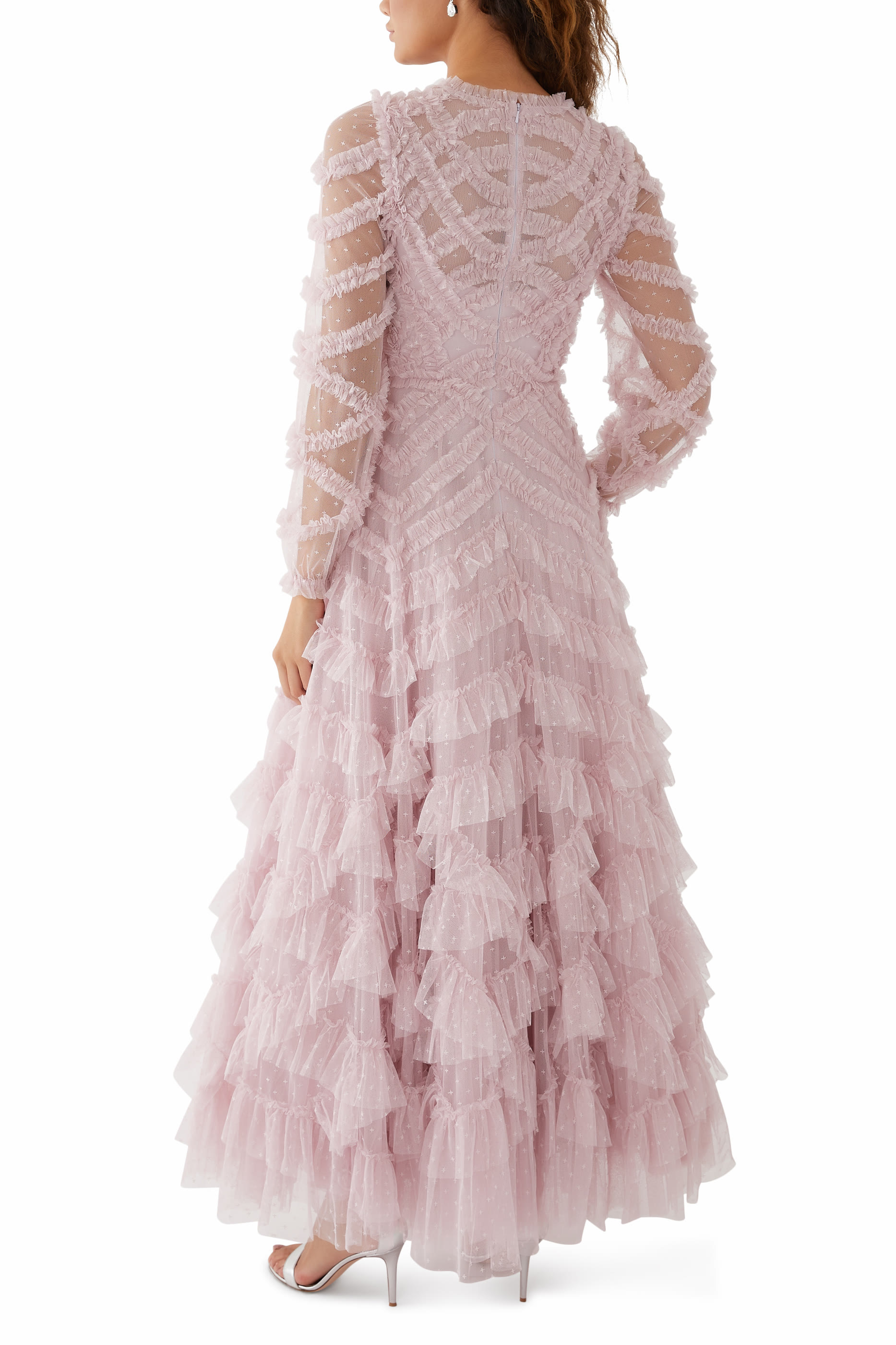 فستان سهرة لانا بياقة مستديرة