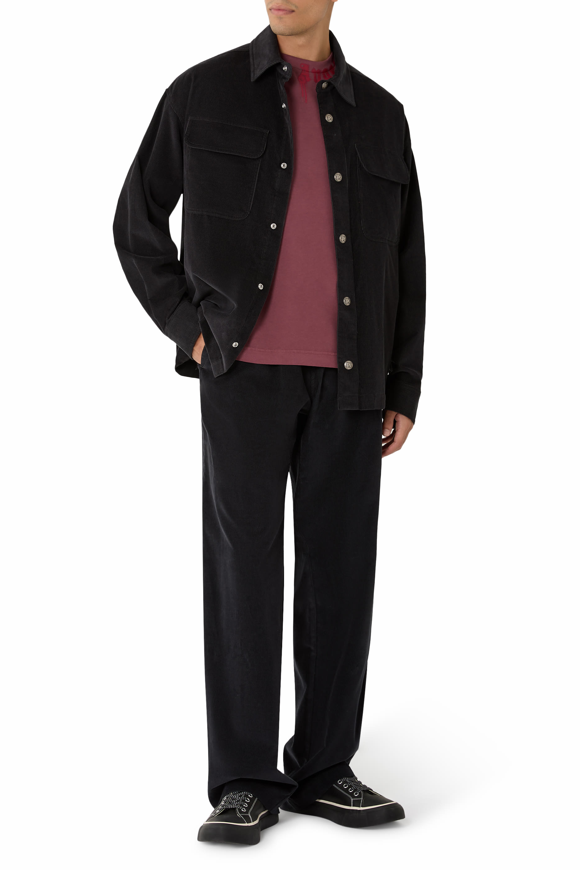 قميص بتصميم جاكيت مزين بشعار الماركة كلاسيكي