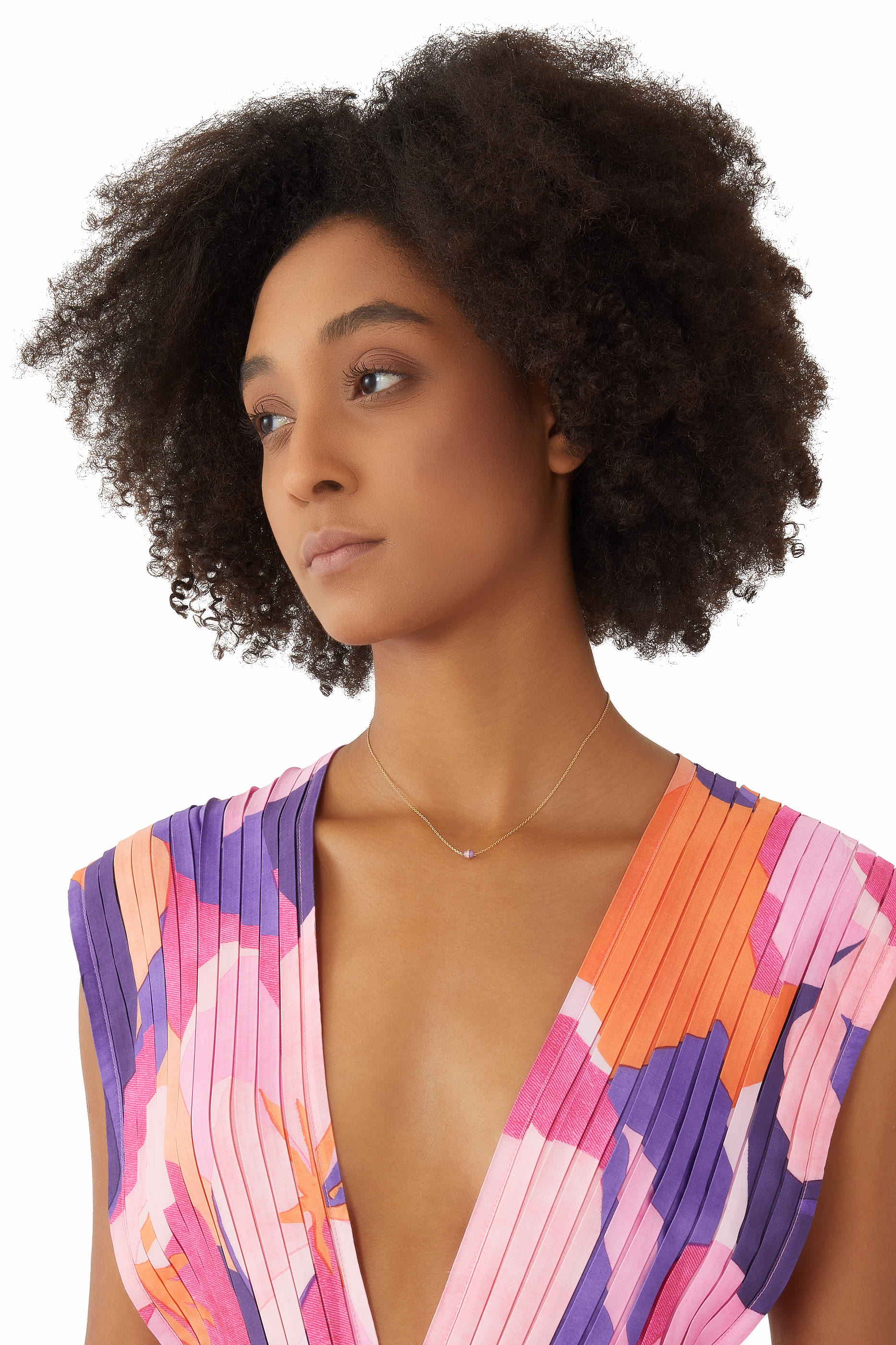 The Single Purple Atom Necklace, 18k Yellow Gold & Diamonds