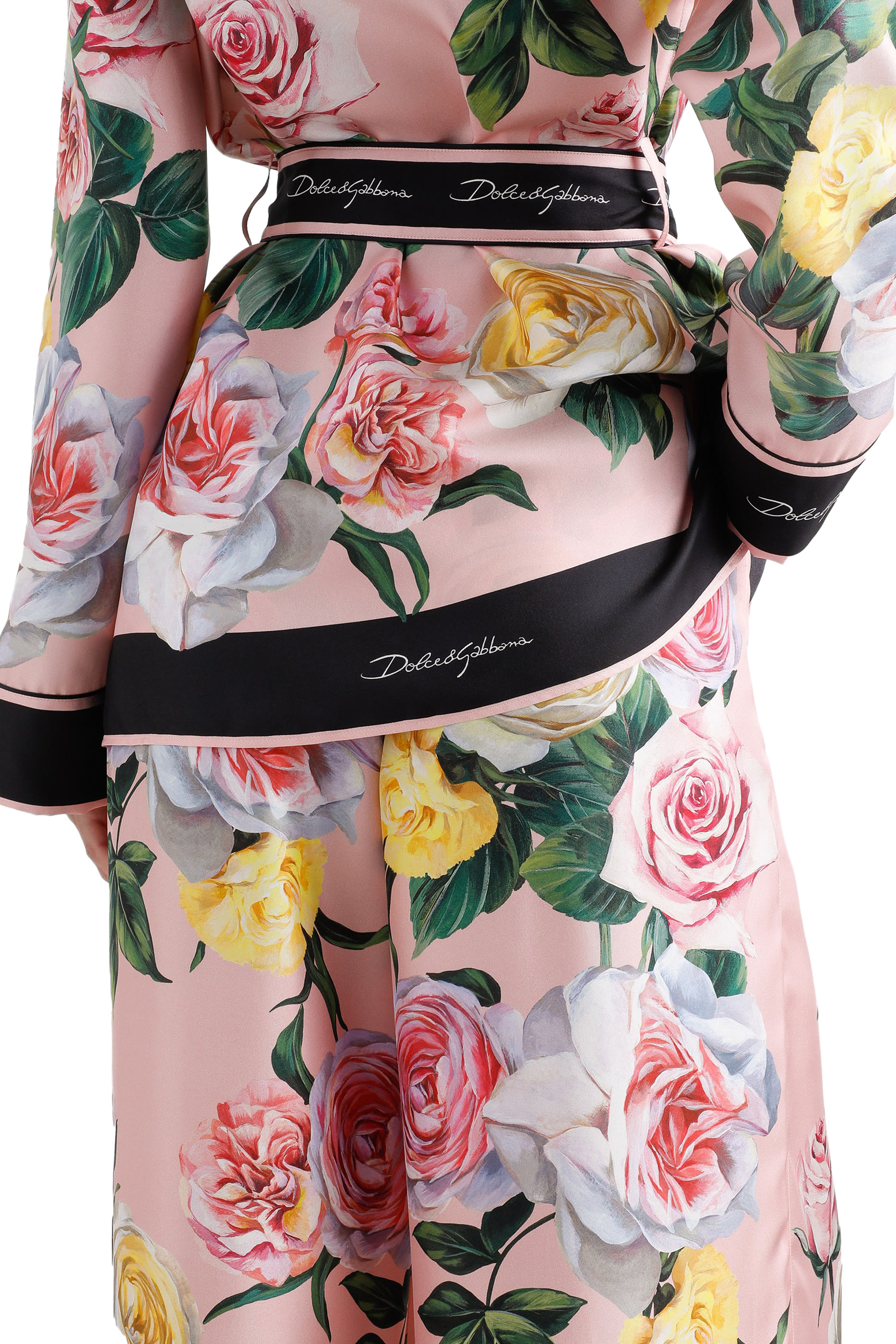 بنطال بيجامة  بطبعة ورد وفاوانيا حرير