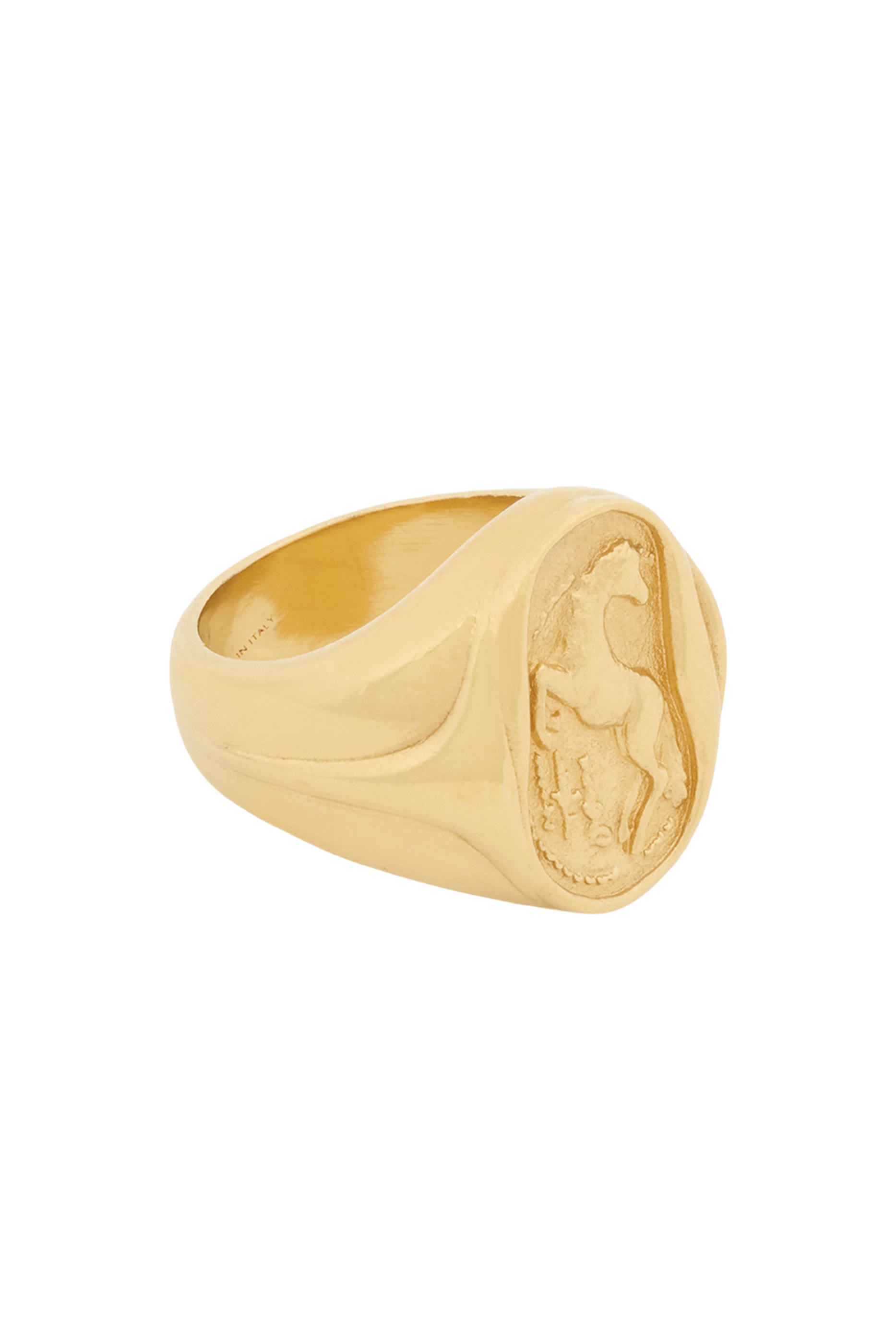 خاتم بحلية بتصميم ميدالية بشعار الماركة نحاس