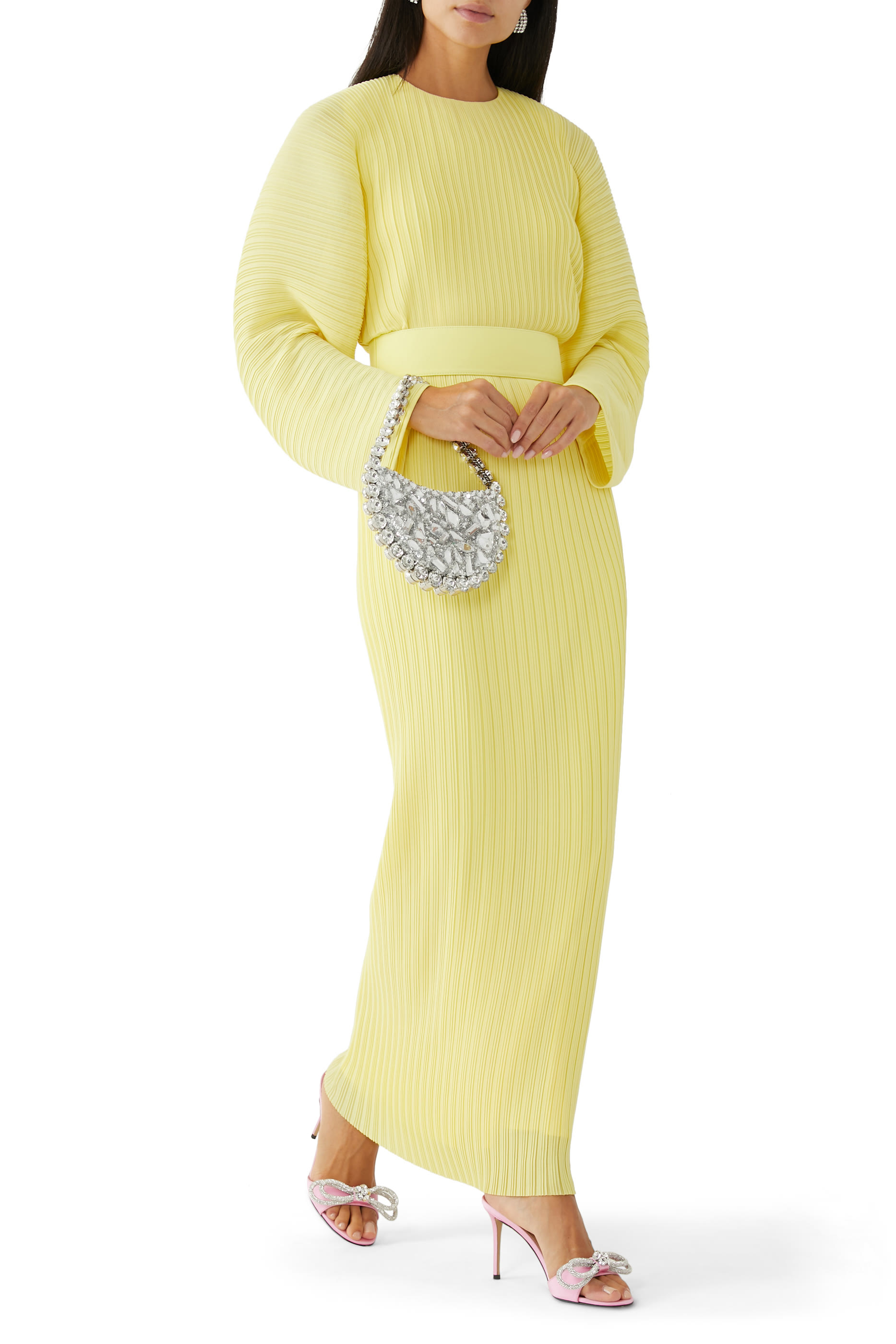 فستان ميرابل طويل بطيات