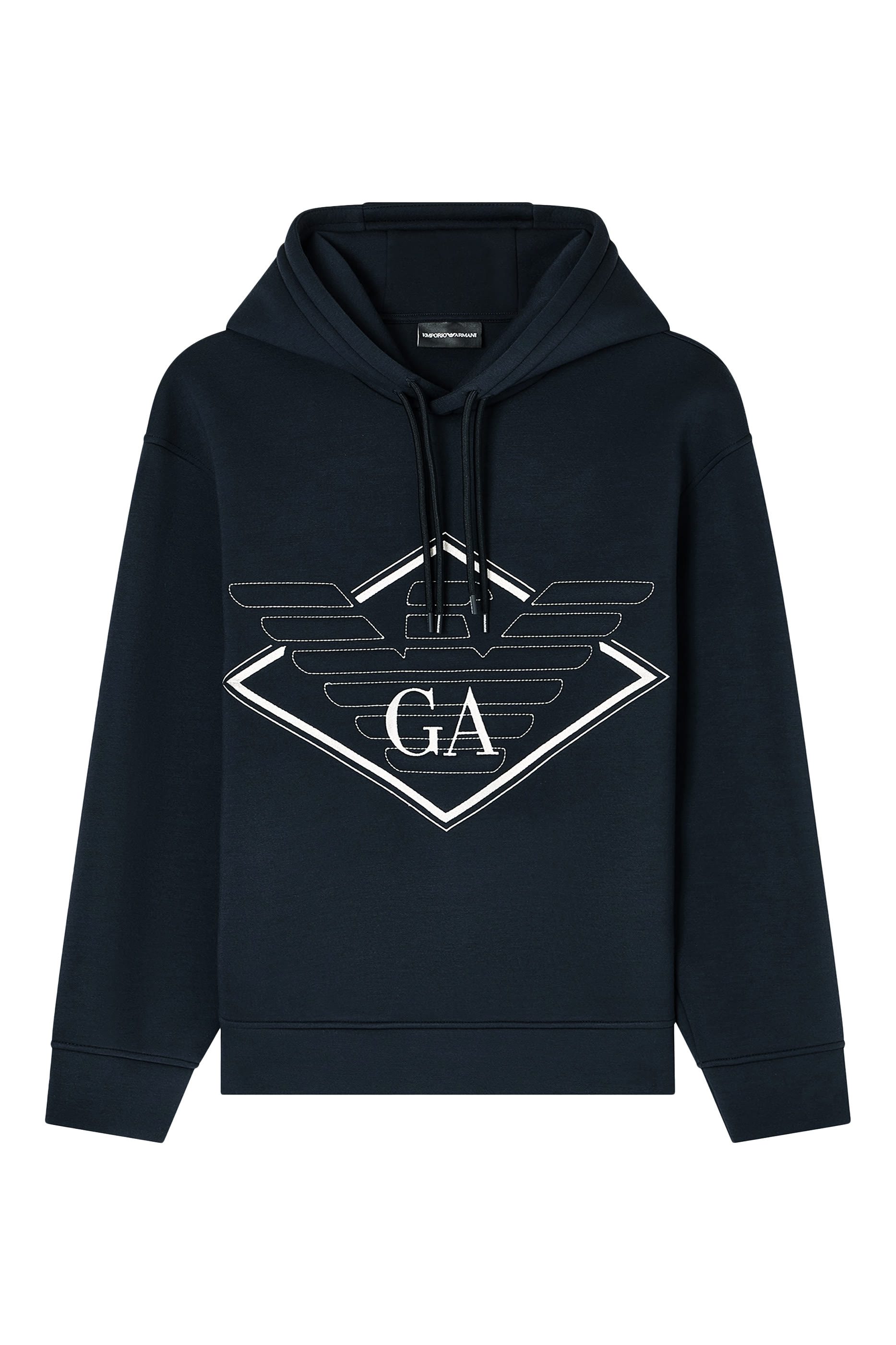 سويت شيرت بغطاء رأس وشعار الماركة بحجم كبير جيرسيه مزدوج